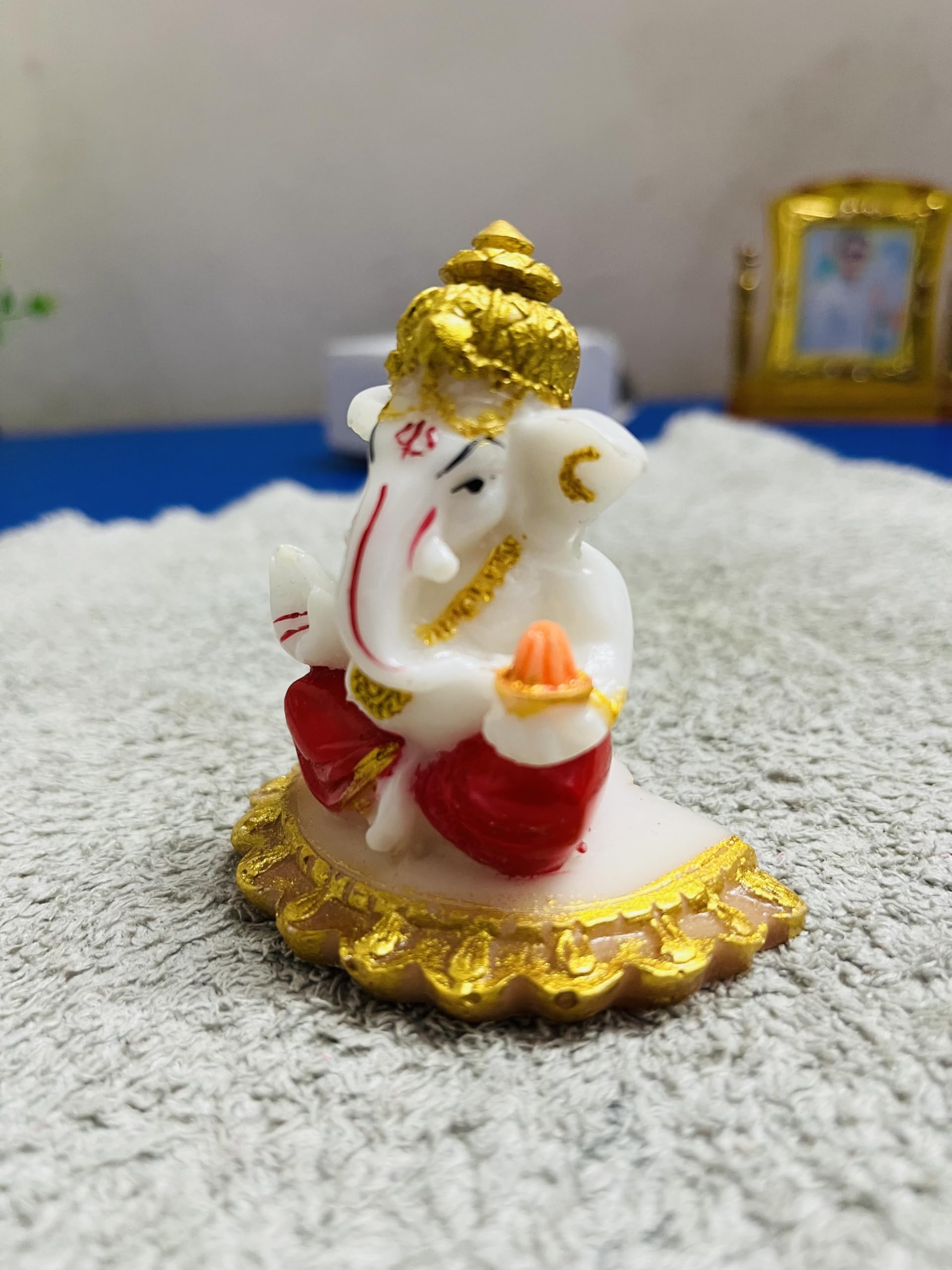 Awesome Craft Marble Car Ganesha Idols For Dashboard. Small Size Ganesh Ji Moorti Idol/Ganpati Statue For Car, Home, Mandir, Poo