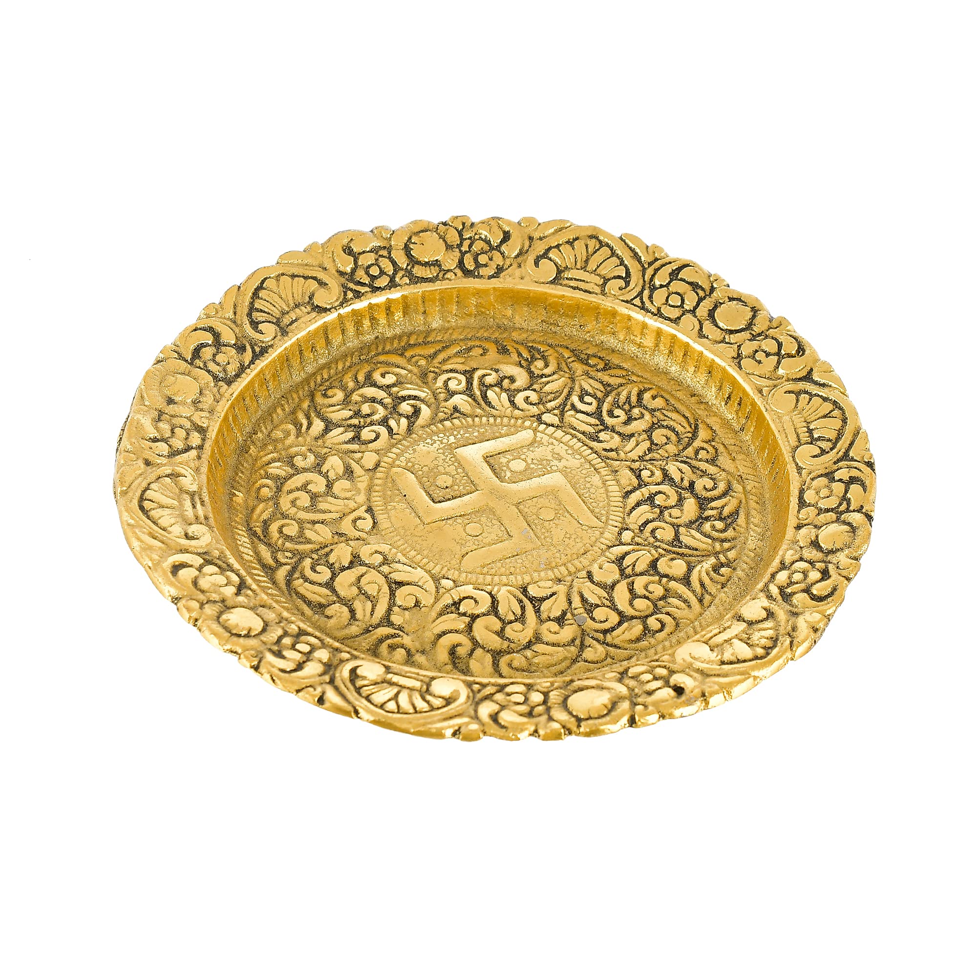 Metal Kachua/Tortoise/Turtle On Gold Metal Plate With Golden Border Vastu Yantra Feng Shui | Decorative Good Luck Showpiece (Dh_