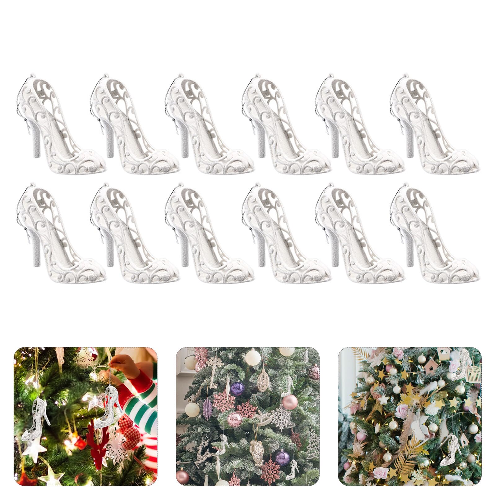 Gadpiparty Christmas Tree Hanging Decoration, 12 Pcs High Heel Shoes Hanging Ornament for Xmas Winter Wonderland Holiday New Yea