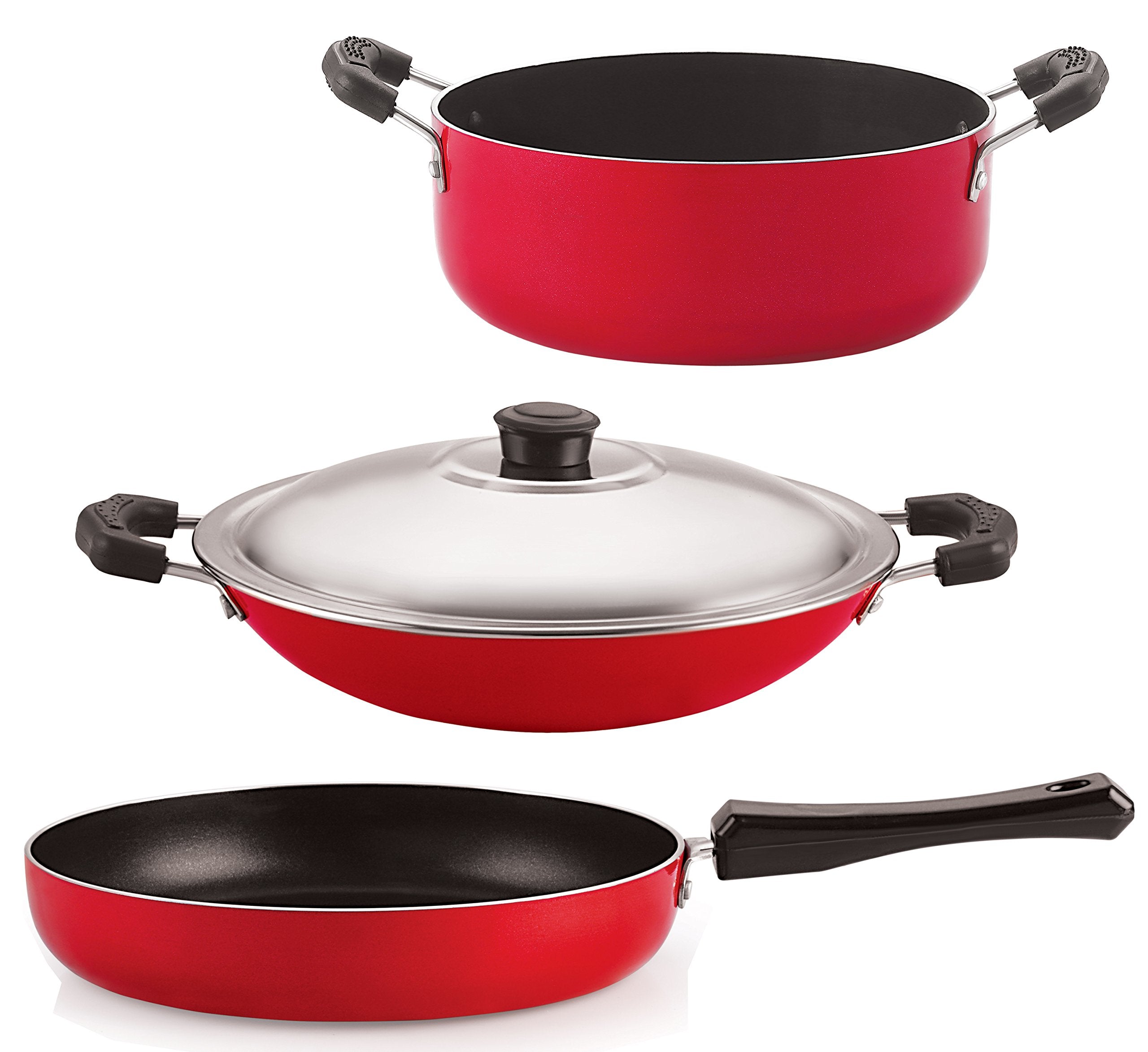 Nirlon NonStick Aluminium Gas Compatible Kitchenware Utencil Combo Gift Set With Heat Resistance Bakelite Handle