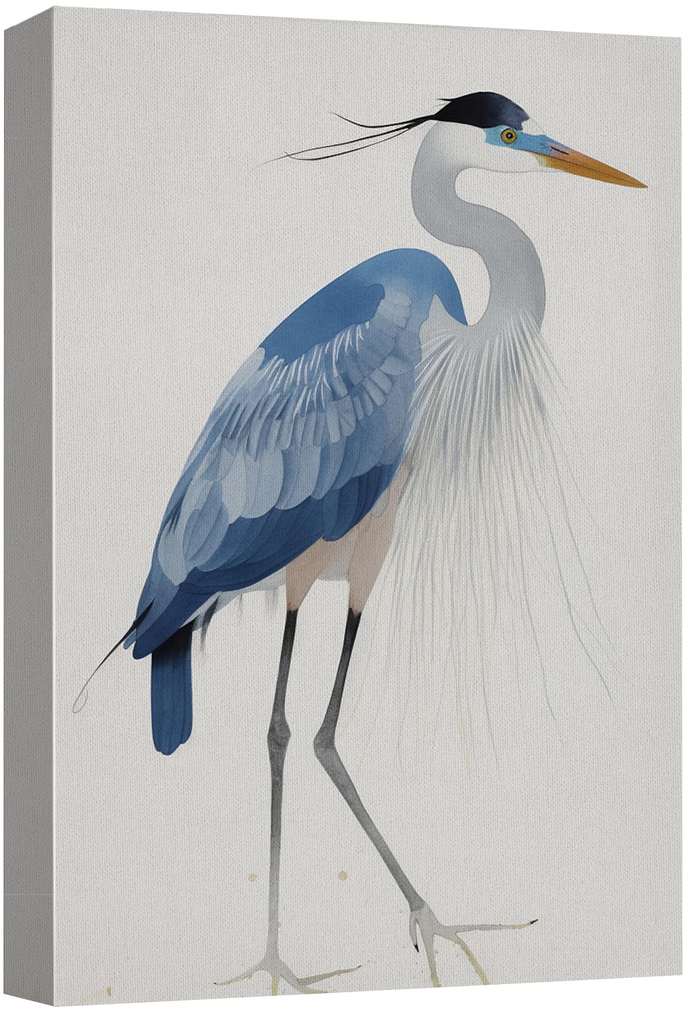 Wall26 Canvas Print Wall Art Watercolor Pastel Blue Heron Bird Side Profile Animals Wilderness Illustrations Modern Art Antique