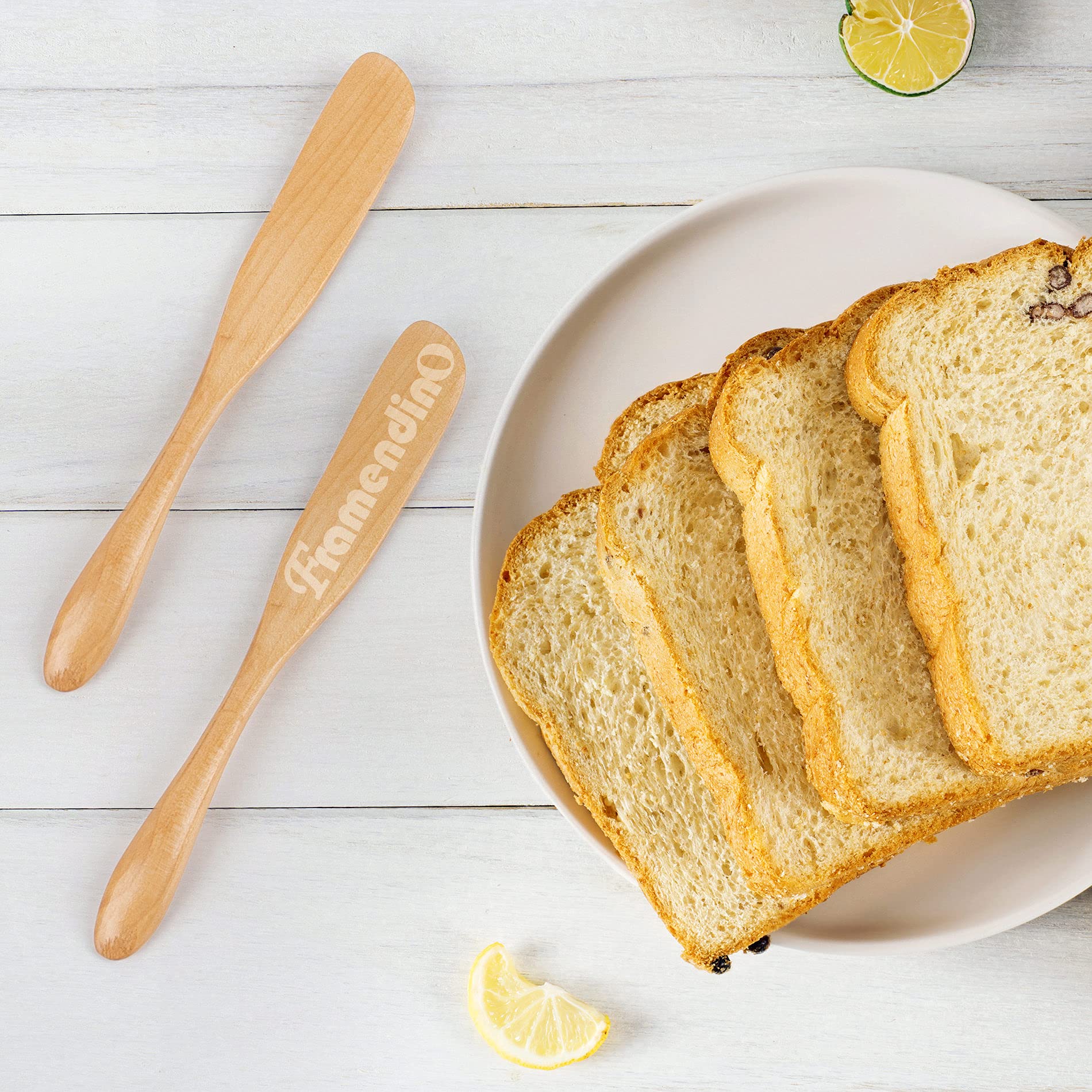 Framendino, 6 Pack Wooden Butter Spreaders Wood Cheese Peanut Jelly Jam Sandwich Cream Spreader Breakfast Dessert Condiment Spat