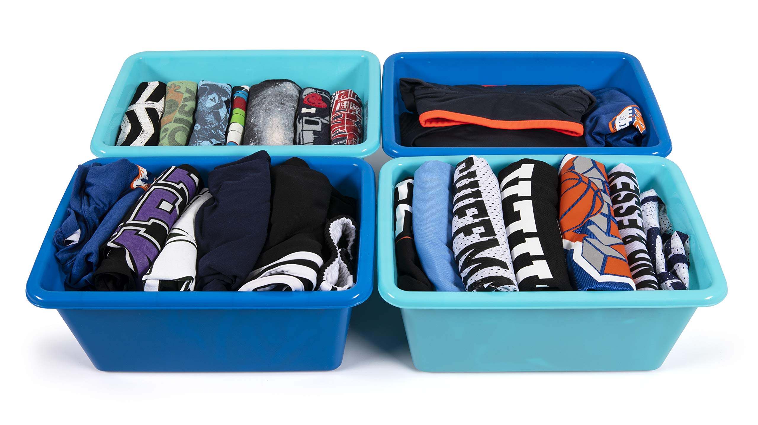 Humble Crew Small Plastic Storage Bins, Set Of 4, Navyteal