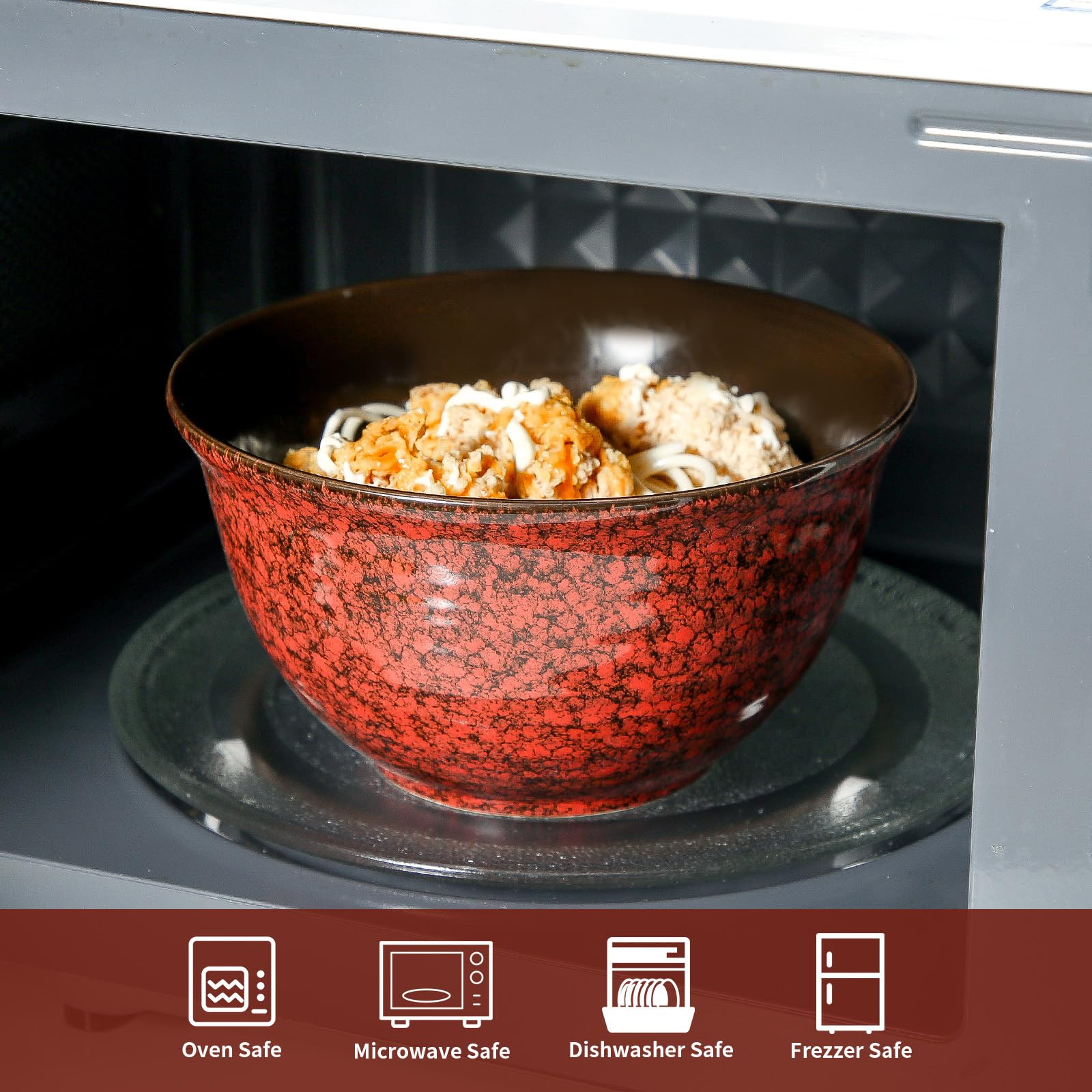 Hasense Ceramic Soup Bowls, 40 Oz Serving Bowls Set of 4, Cereal Bowls, Salad Bowls for Pasta Soup Popcorn, Dishwasher & Microwa