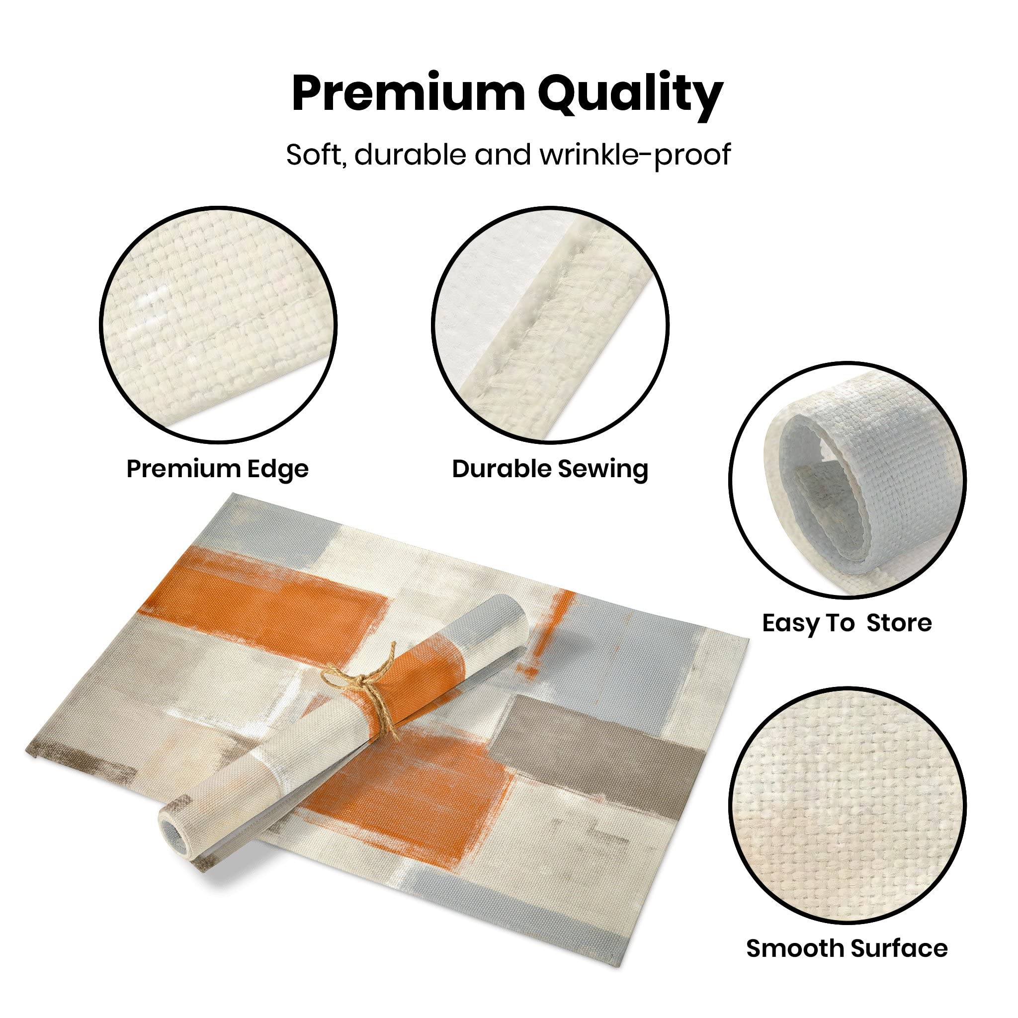 Modern Art Placemats Set Of 4 Orange Abstract Painting Place Mats Washable Linen Beige Placemat For Kitchen Dining Table Home Pa
