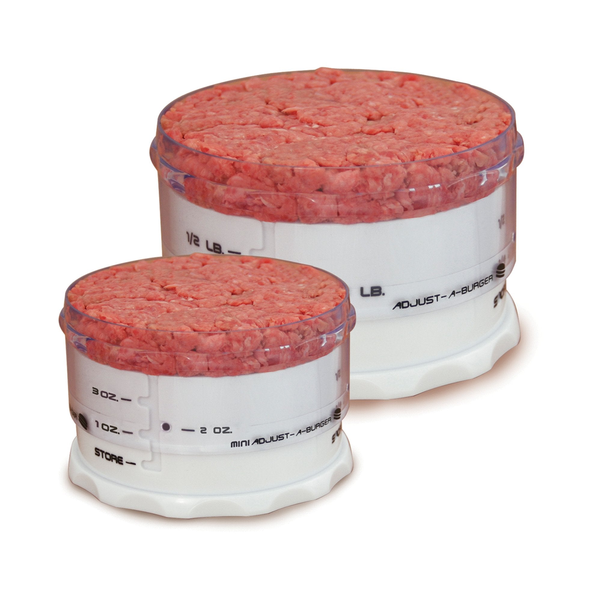 Kitchenart Adjust-A-Burger Press Set, Plastic, 2-Piece, White