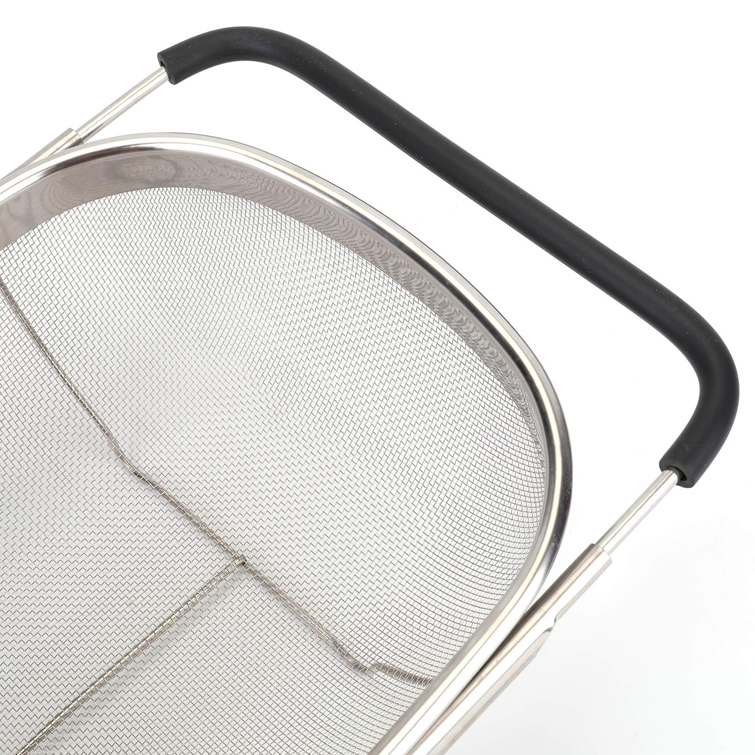 Suwimut 2 Pack Over The Sink Oval Colander For Kitchen, Stainless Steel Fine Mesh 6 Quart Strainer Basket With Expandable Rubber