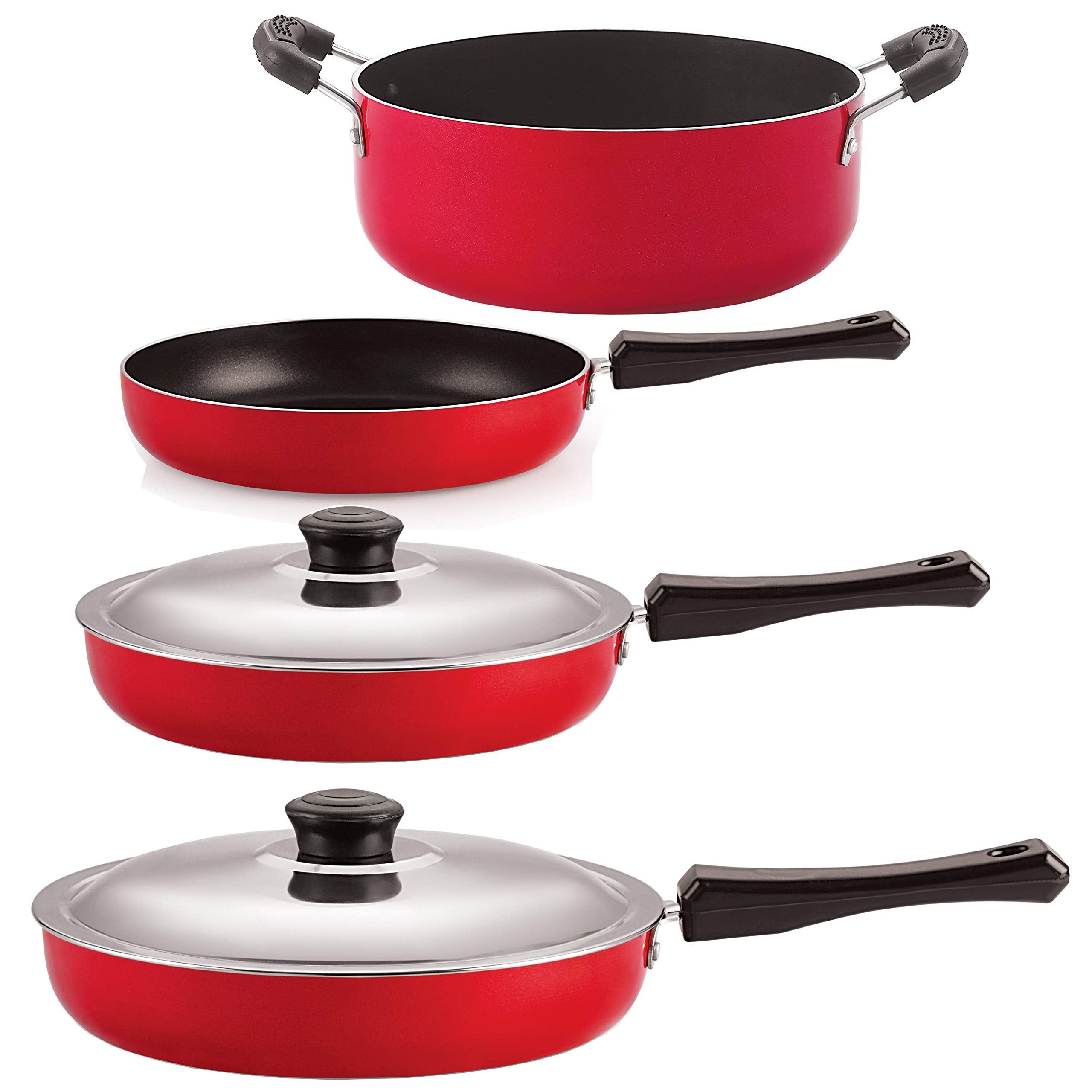 Nirlon Kitchenware Nonstick 3 Layer Coated Aluminium 4 Piece Healthy Cookware Set