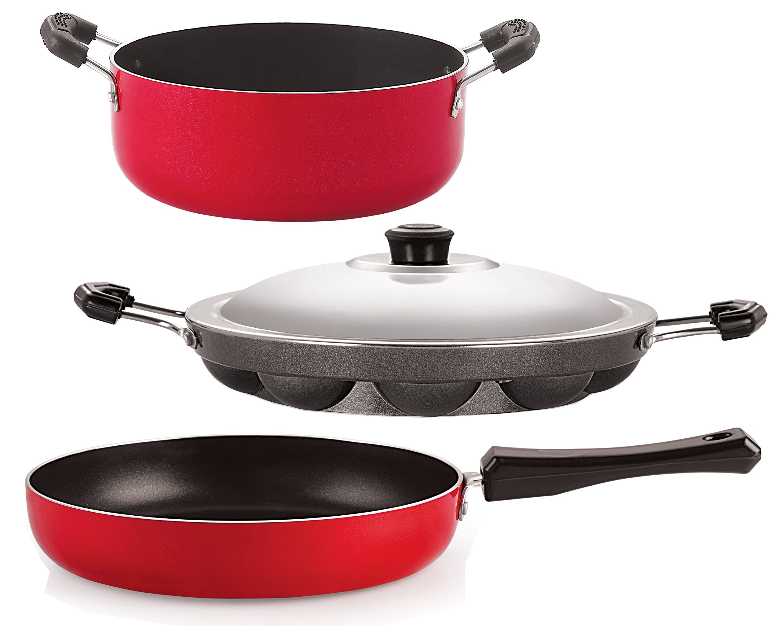 Nirlon NonStick Aluminium Stain Resistance Kitchenware Kitchen Cooking Essential Set With Lid