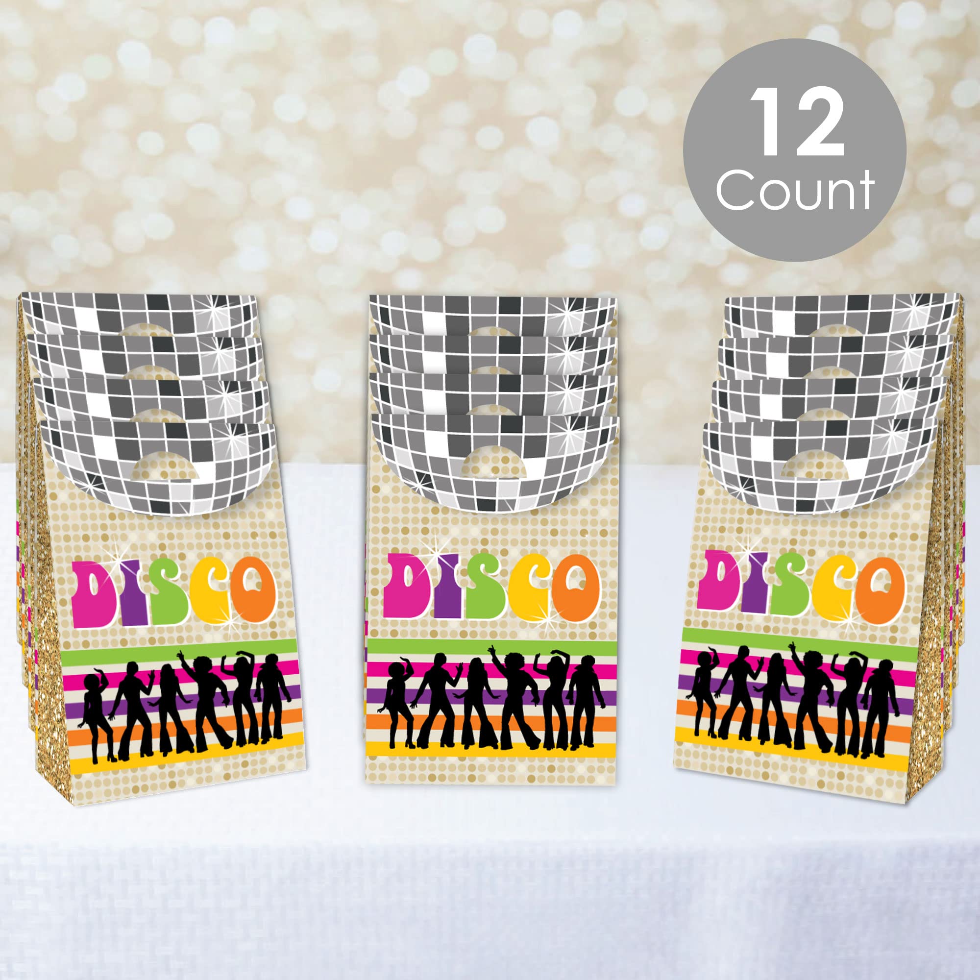 Big Dot Of Happiness 70S Disco - 1970S Disco Fever Gift Favor Bag - Party Goodie Boxes - Set Of 12