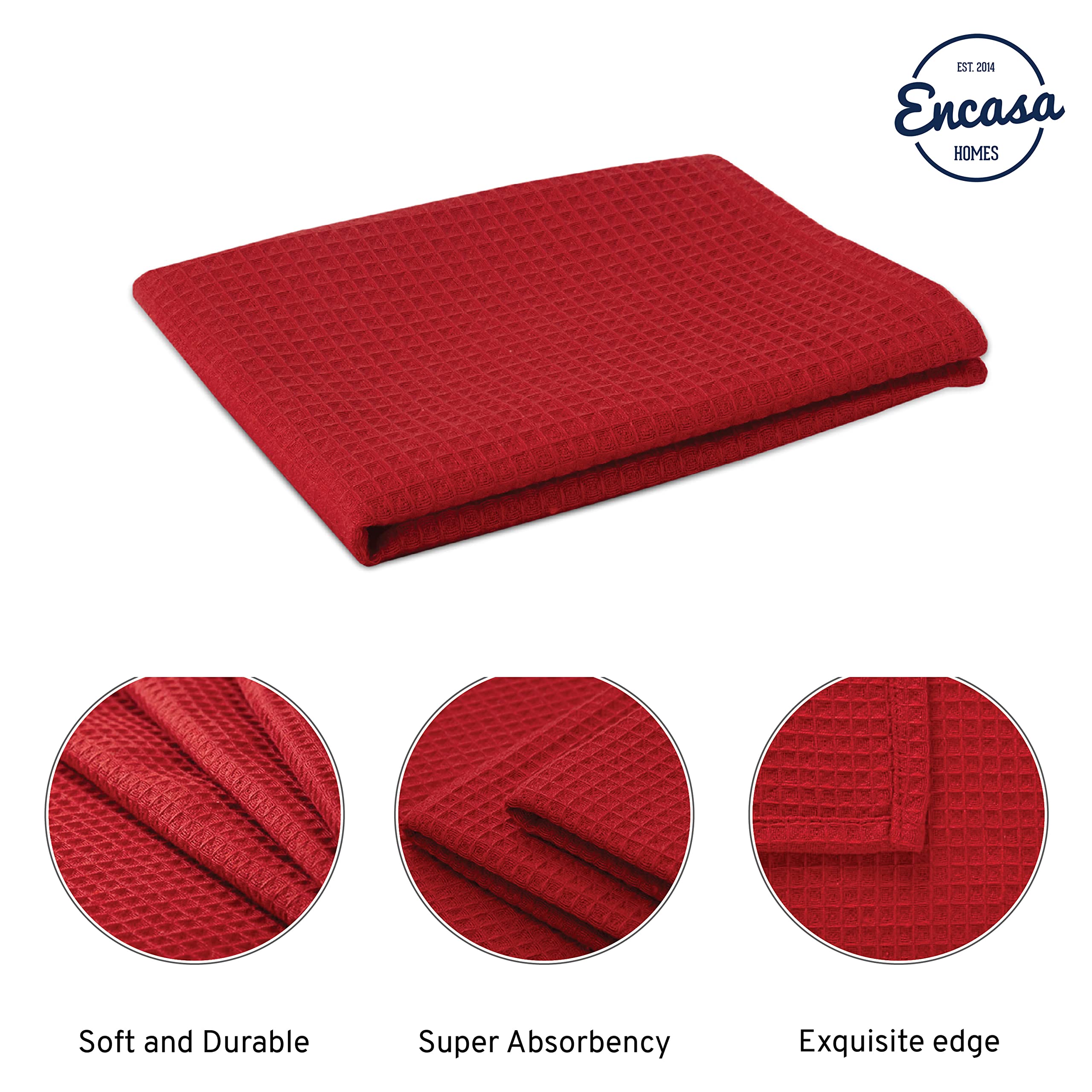 Encasa Homes Anti-Odour Waffle Kitchen Dish Towels, 18 X 28 Inch (4 Pc Set) Highly Absorbent, Tea Towels For Cleaning & Quick Dr