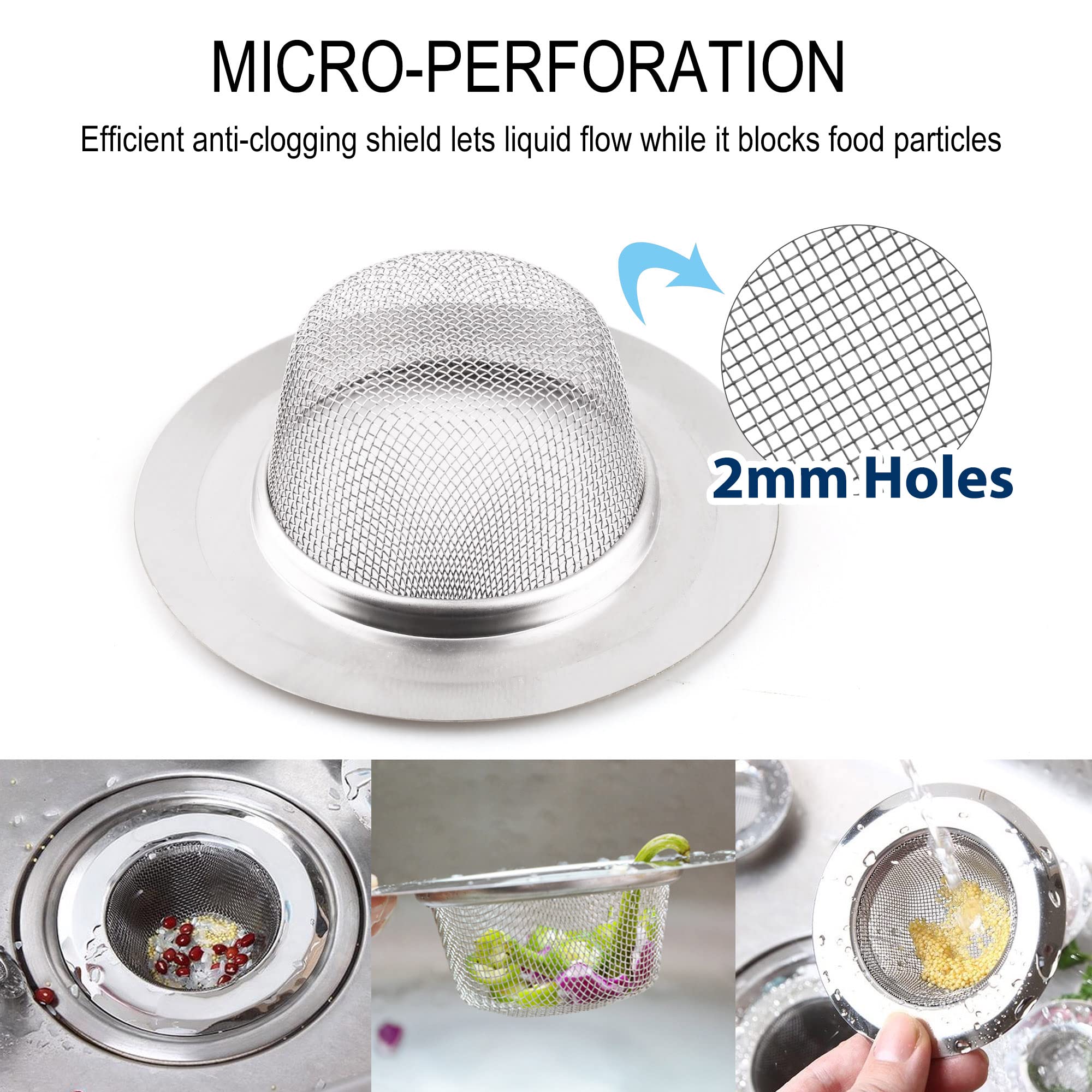LotFancy Bathroom Sink Strainer  Pack of 30  2.75'' Top Shower Drain Strainer  Stainless Steel Hair Catcher for Lavatory  Balcony  Laundry Room  Garage  Utility Sinks
