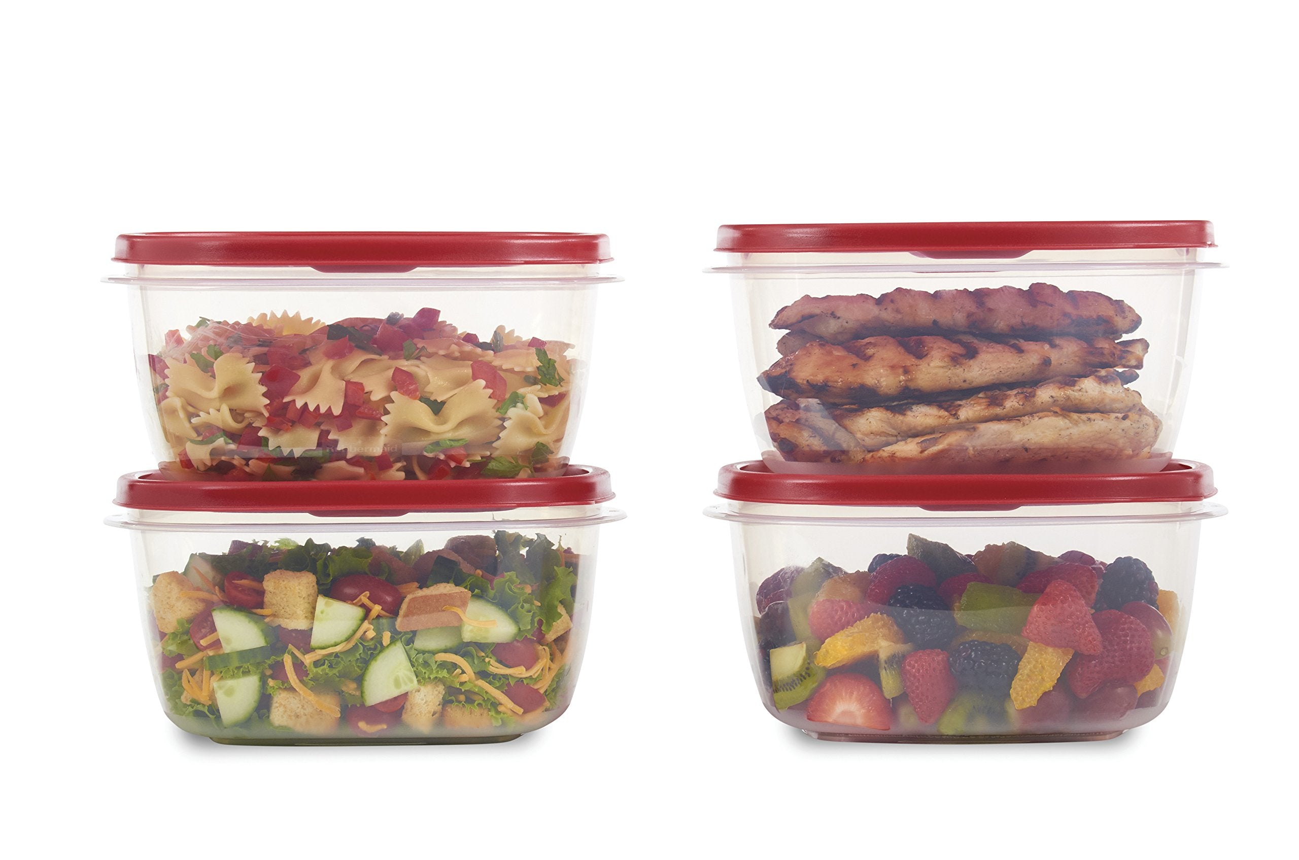 Rubbermaid Easy Find Lids Food Storage Container, 14 Cup, 4-Pack, Red