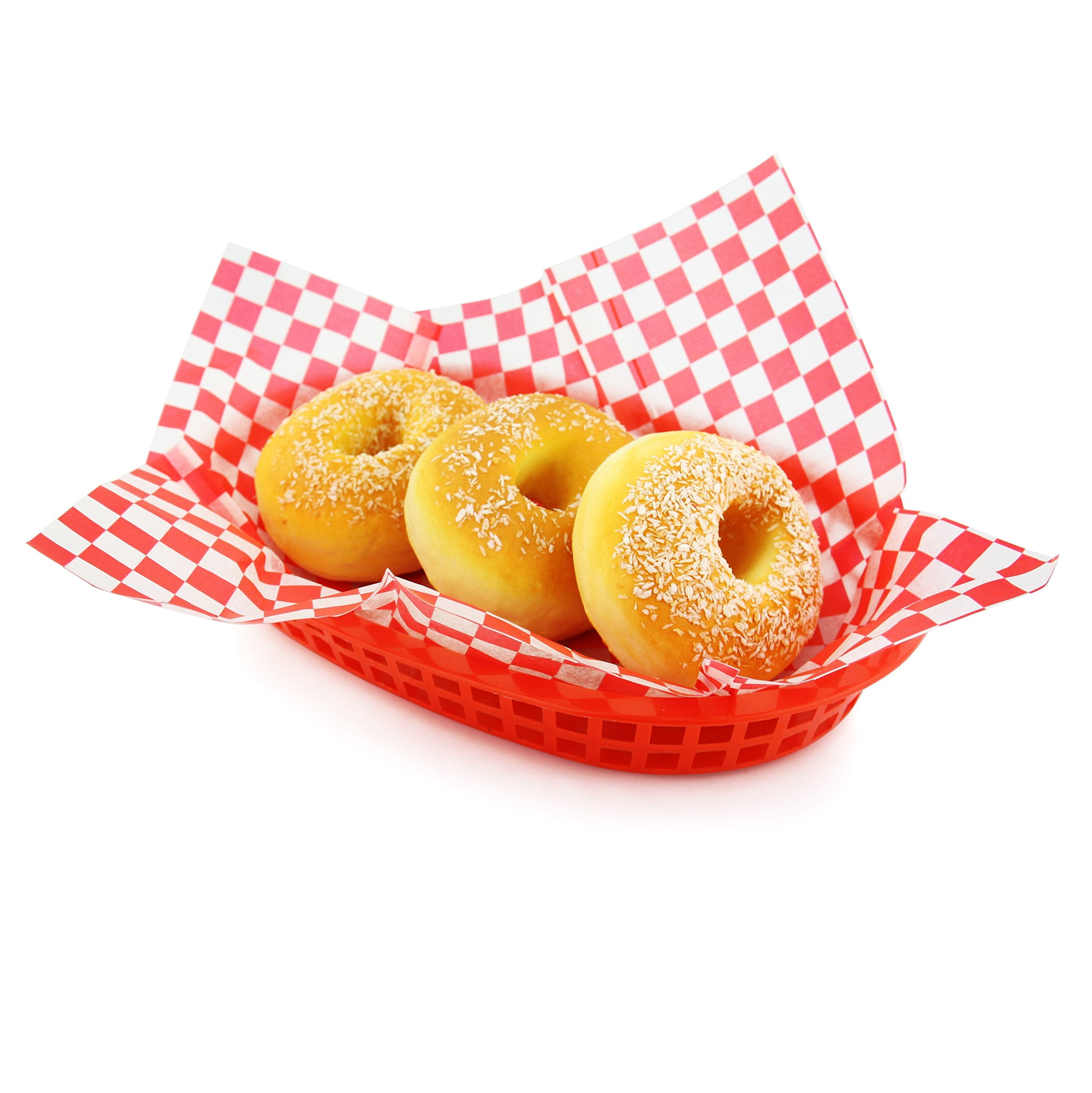 New Star Foodservice 44263 Red Check Food Basket Liners, 12 By 12-Inch, Set Of 36