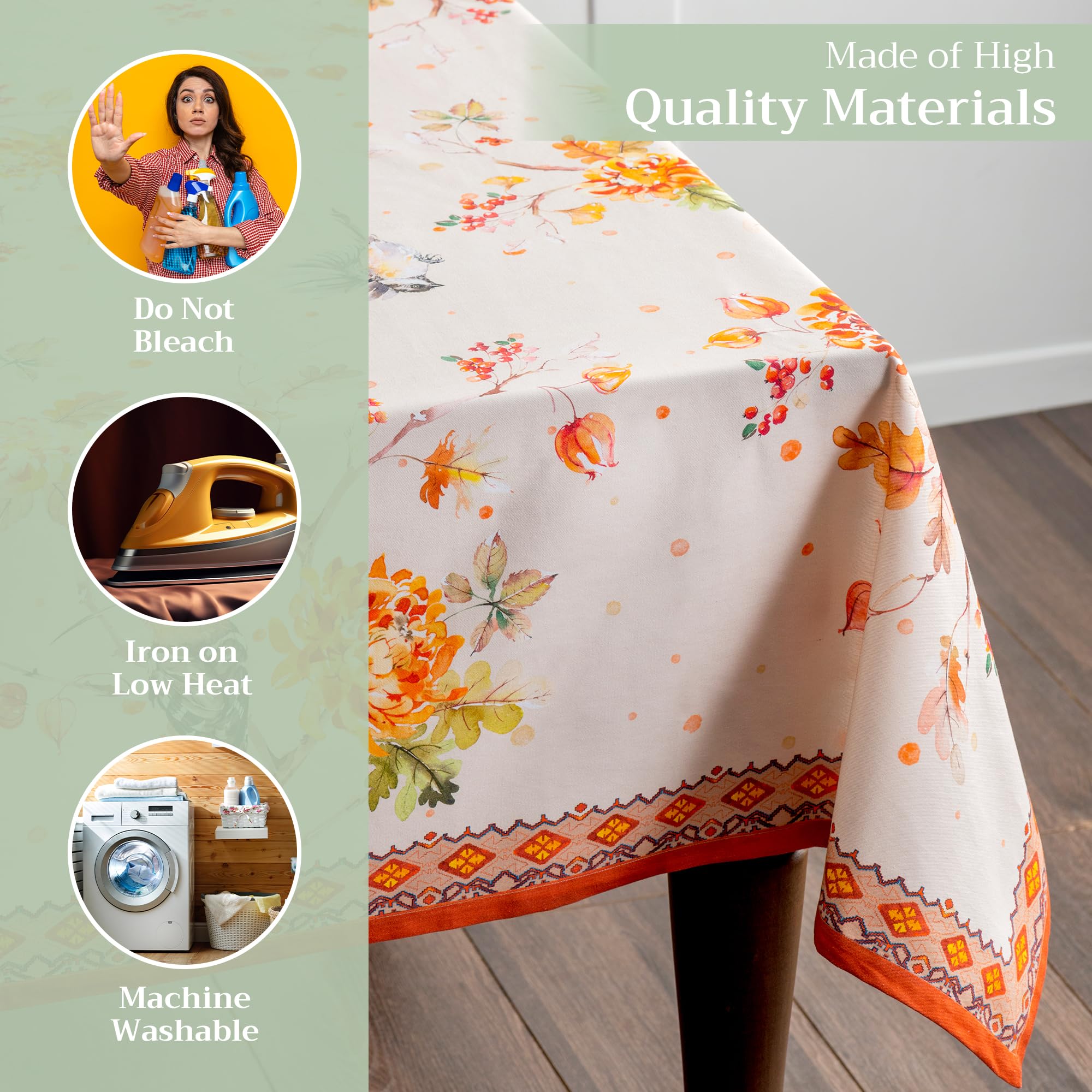 Maison D' Hermine Tablecloth 100% Cotton Table Cover Decorative Washable Rectangle Tablecloths, Kitchen, Dining & Camping, Kelim