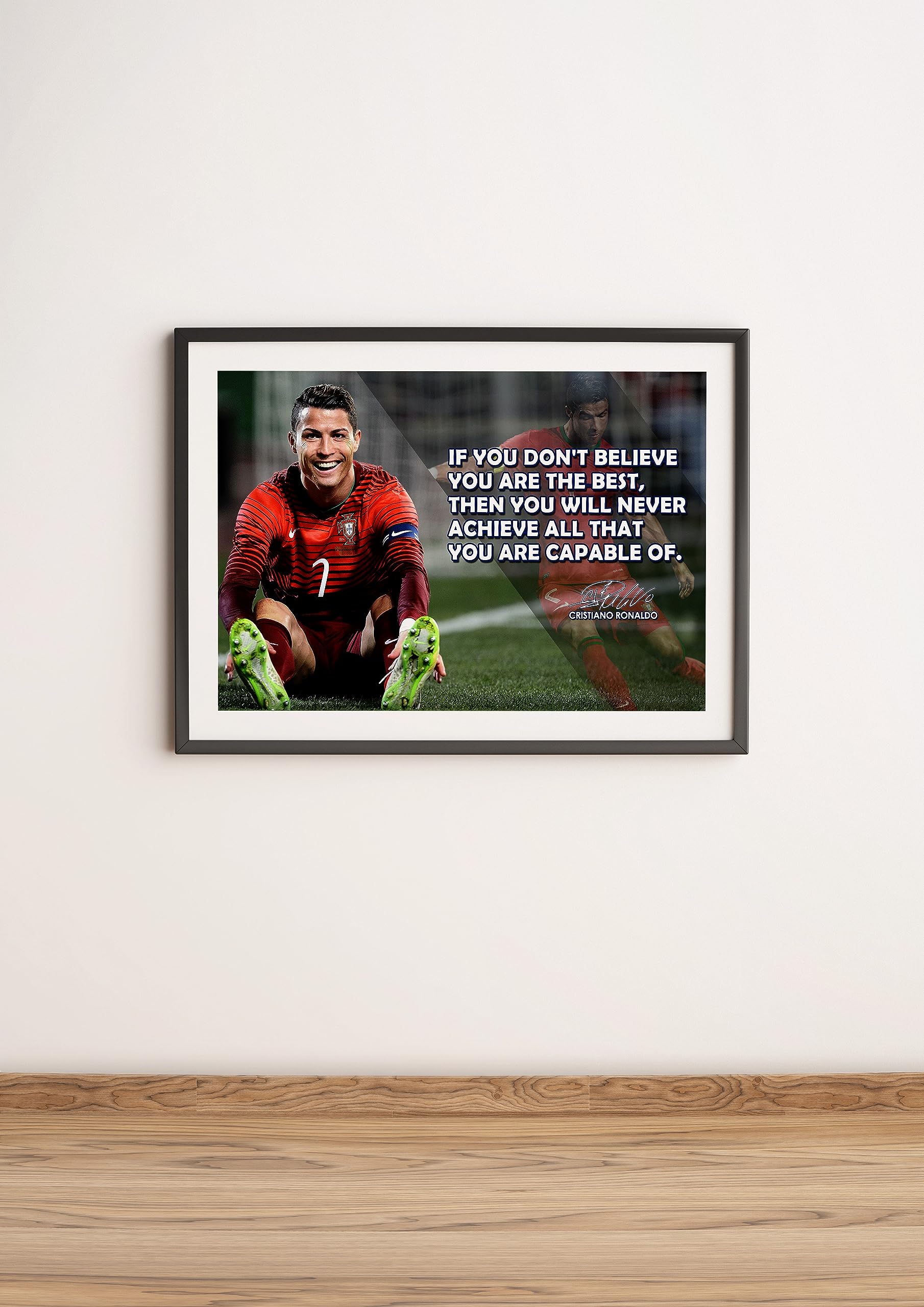 Cristiano Ronaldo Motivational Poster Quote Inspirational Quotes Classroom Posters Mens Soccer Pro Coaching Wall Art Growth Mindset Teacher Educational Signed Memorabilia Sports Decor Jersey Boys P116