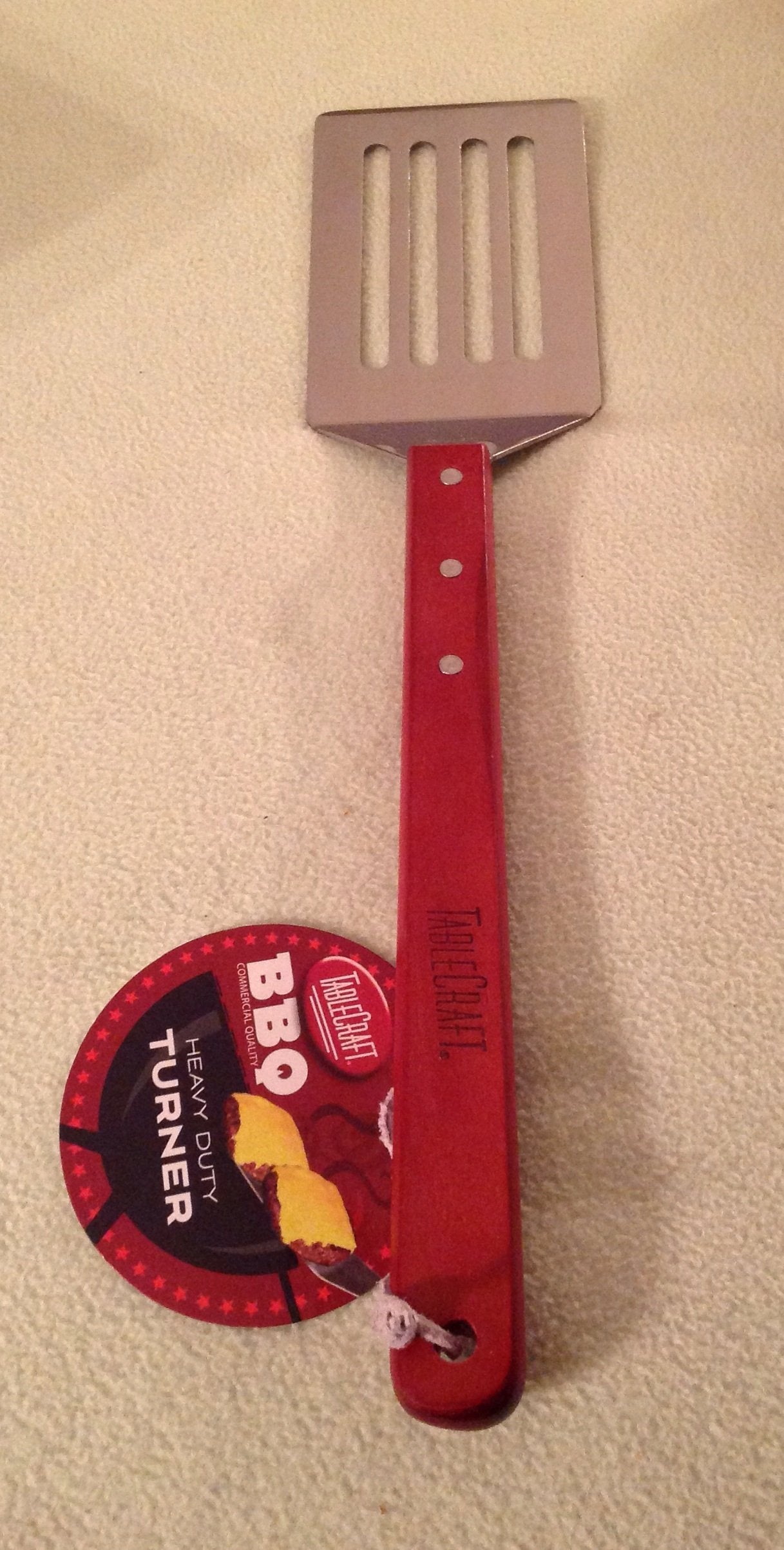 Tablecraft Bbq Stainless Steel Long Handled Turner With Wood Handle, 19-Inch, Silver