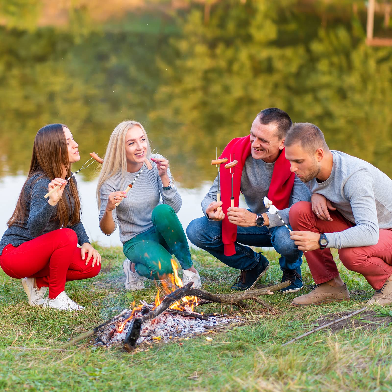 36 Pcs Marshmallow Roasting Sticks Campfire Smores Skewers For Fire Pit 32 Inch Long Extendable Fork Smores Sticks With Wooden H