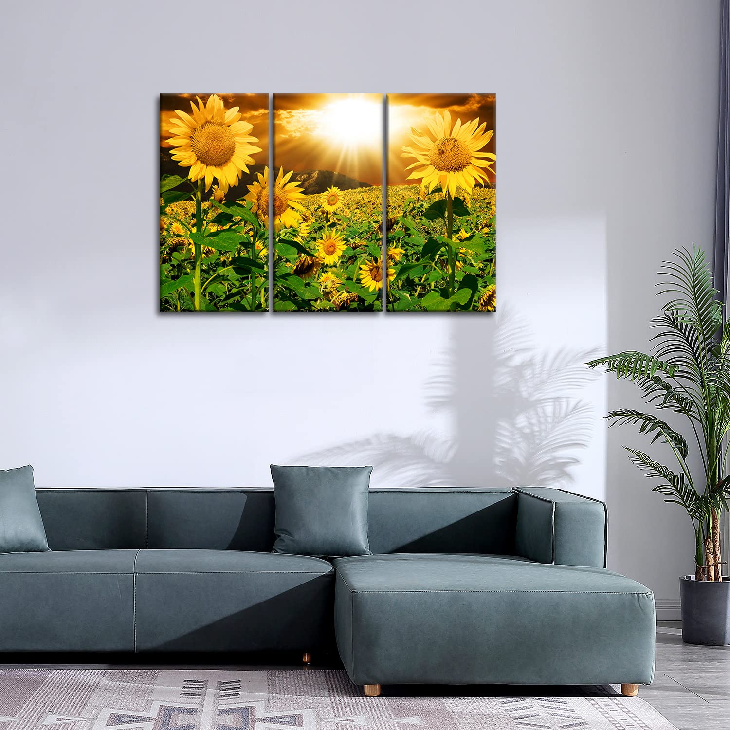 Sunflower Wall Art Canvas Print For Home Decor 3 Pieces Panel Paintings Modern Artwork For Living Room Decoration Flower Picture