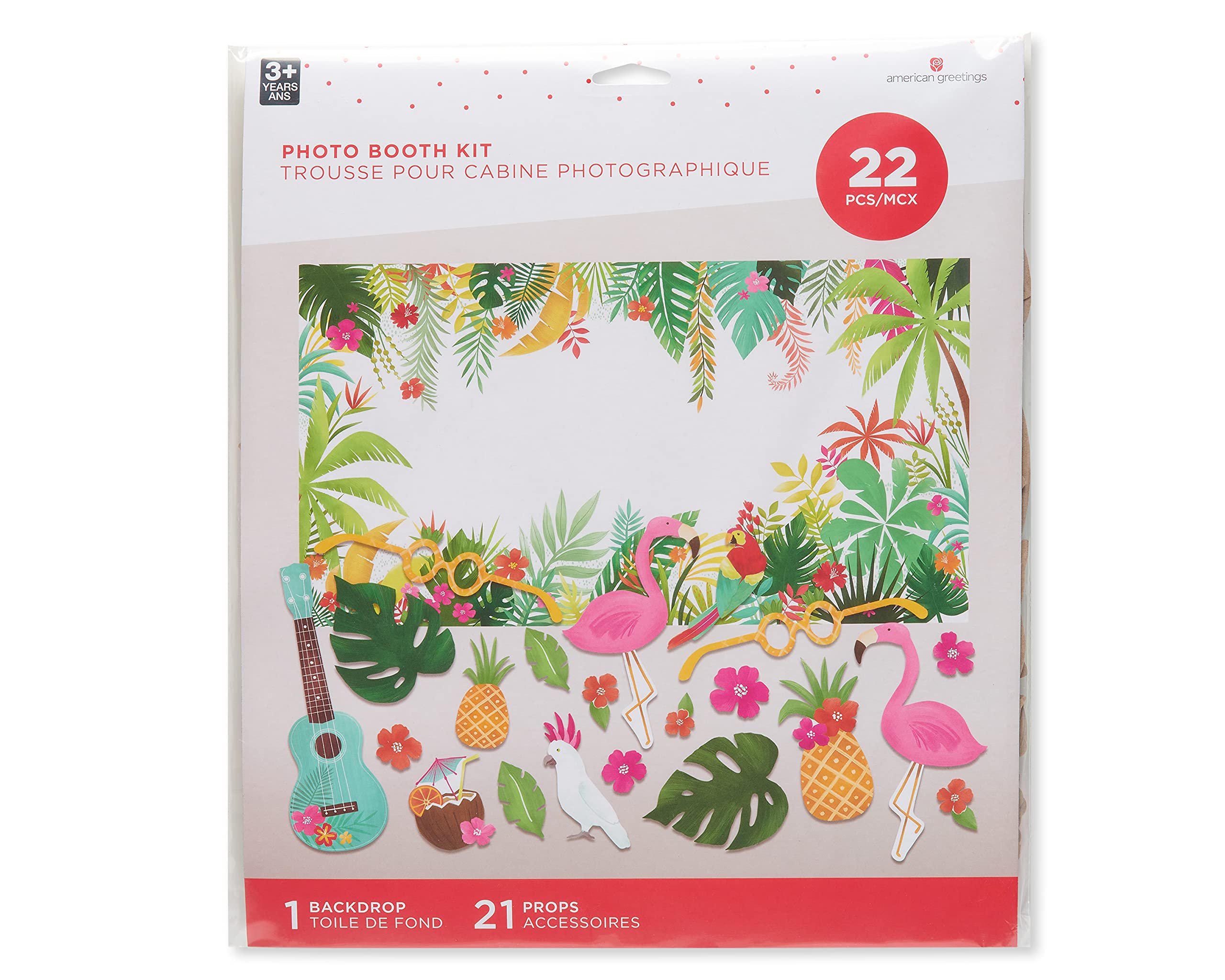 American Greetings Tropical Luau Party Supplies  Photo Booth Props and Backdrop (22-Pieces)