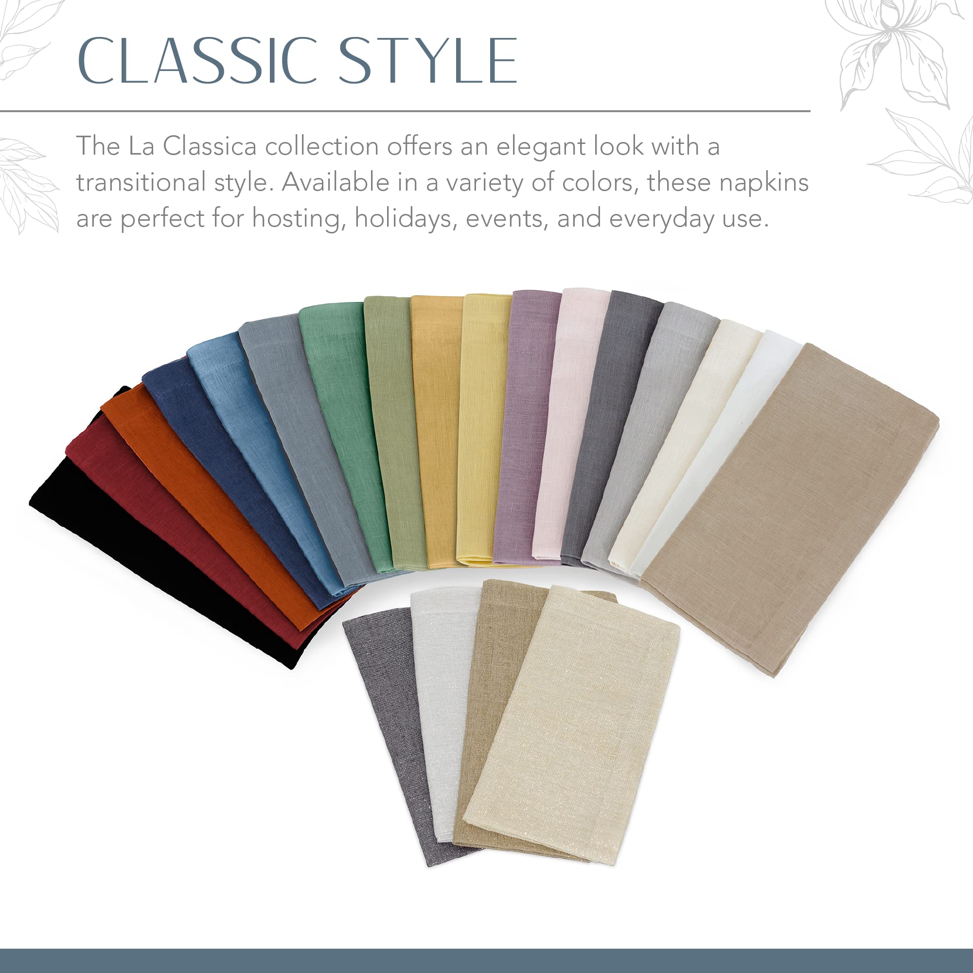 Elrene Home Fashions Villeroy & Boch La Classica Luxury Linen Fabric Napkin (Set Of 4), 21''X21'', Antique Gold