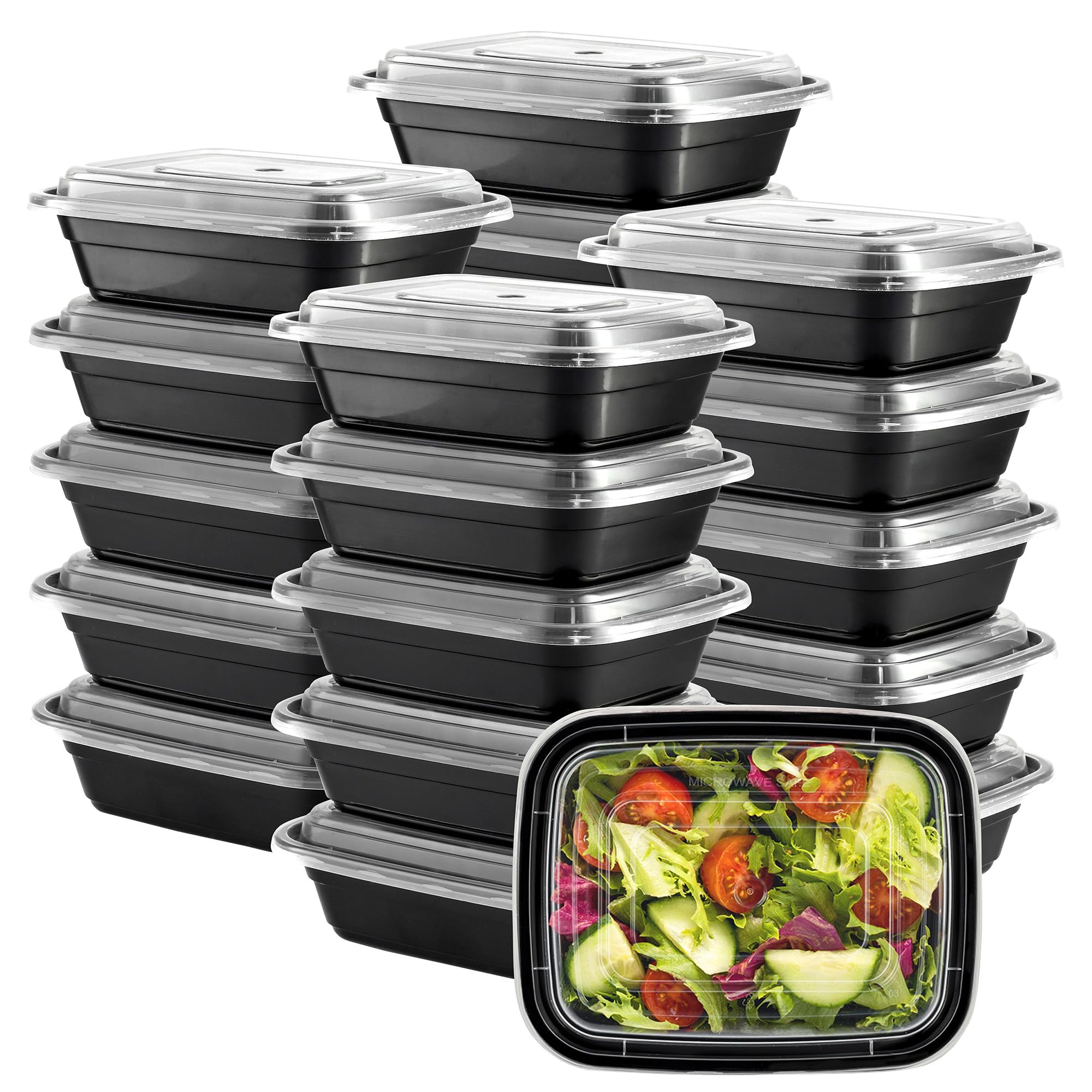 Comfy Package [12 Oz -50 Pack - 1 Compartment Reusable Meal Prep Containers - Microwaveable, Dishwasher And Freezer Safe, Bpa-Fr