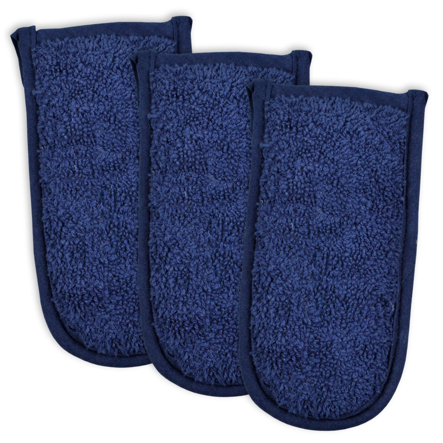 DII Basic Terry Collection Quilted 100% Cotton, Pan Handle, Nautical Blue, 3 Piece