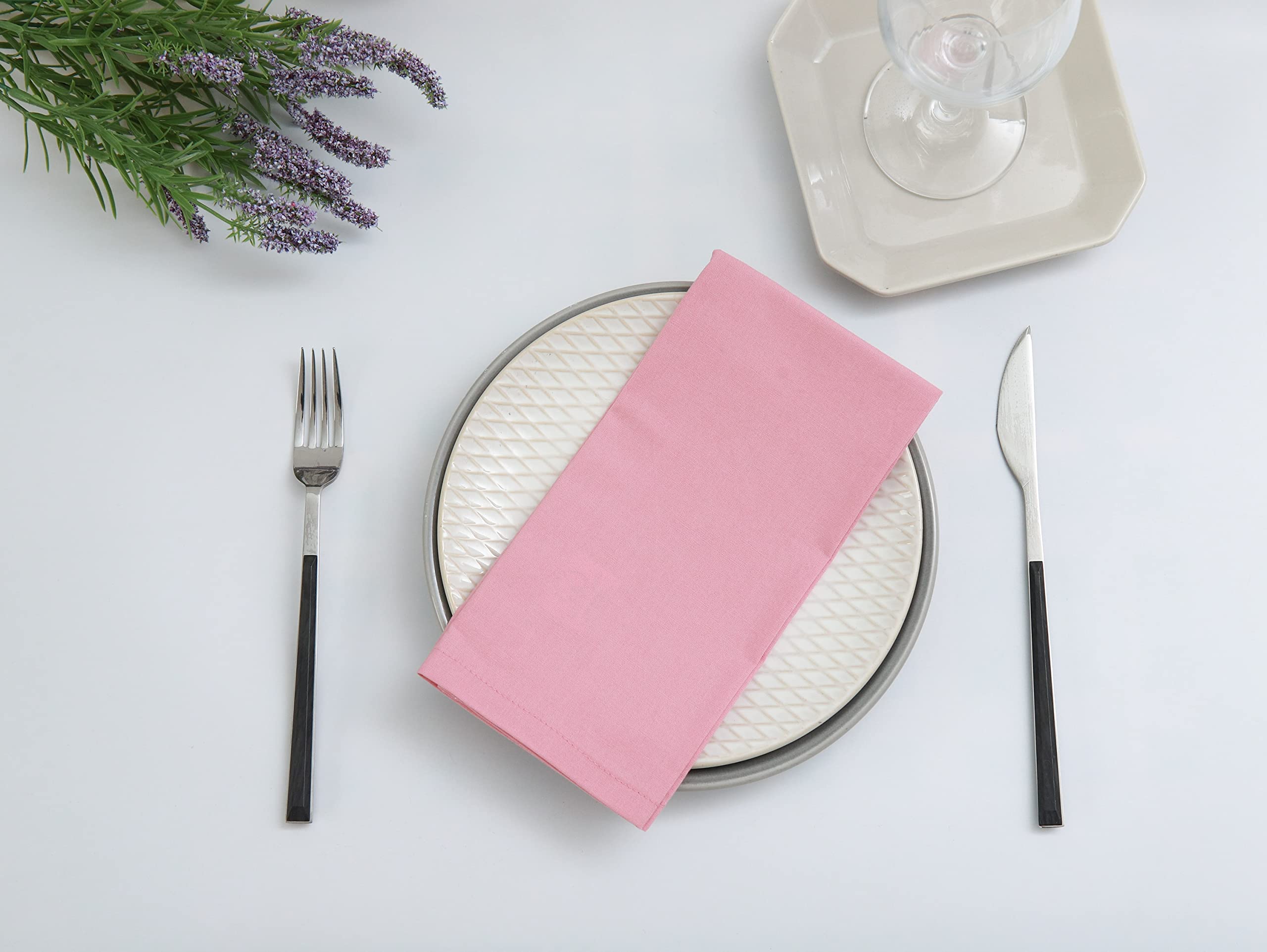 Cottonvill 100% Cotton Cloth Napkins Highly Absorbent Fabric (18X18 Inch 12 Pack, 21-Cameo Pink)