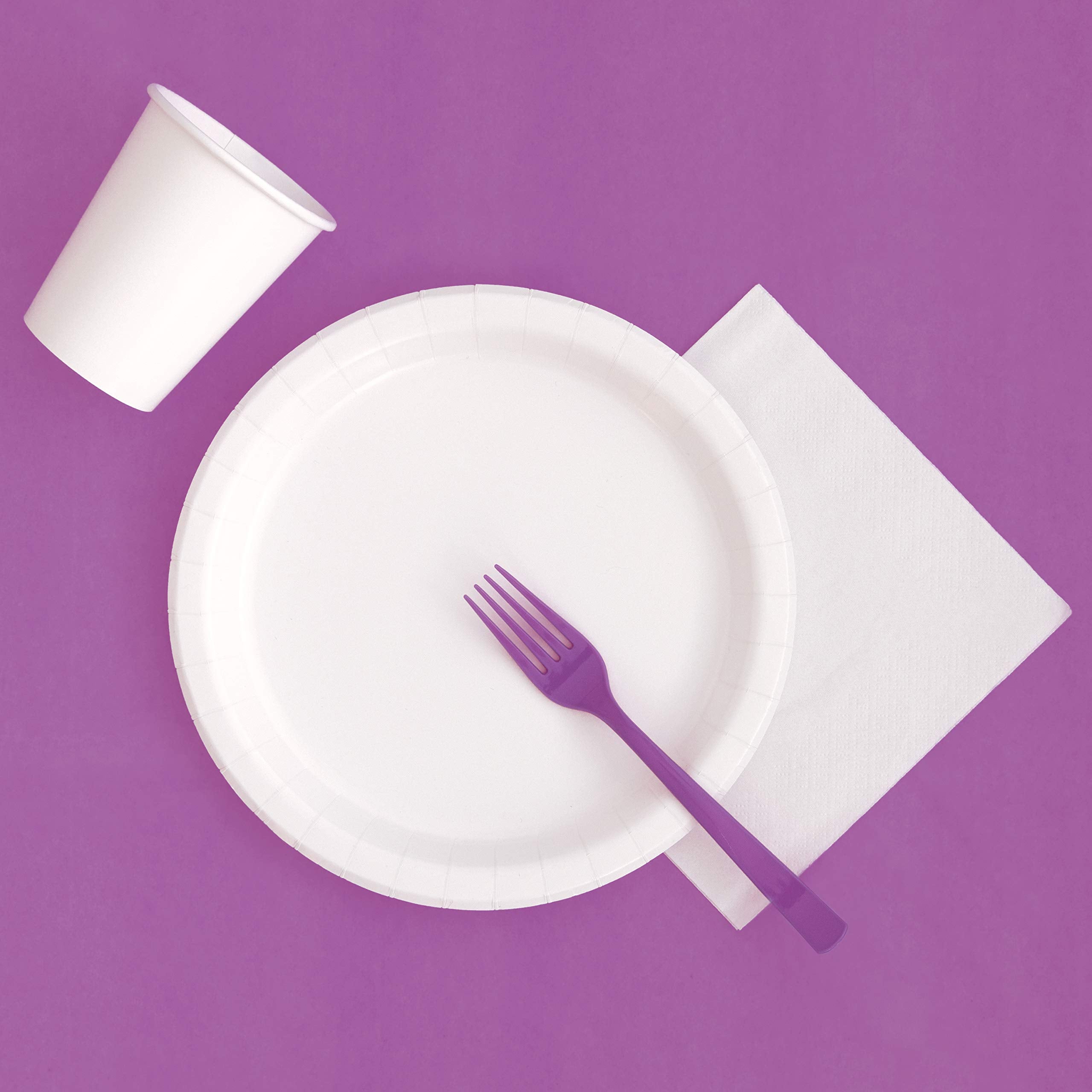 Solid Paper Cups - 9Oz, White, 14 Pcs