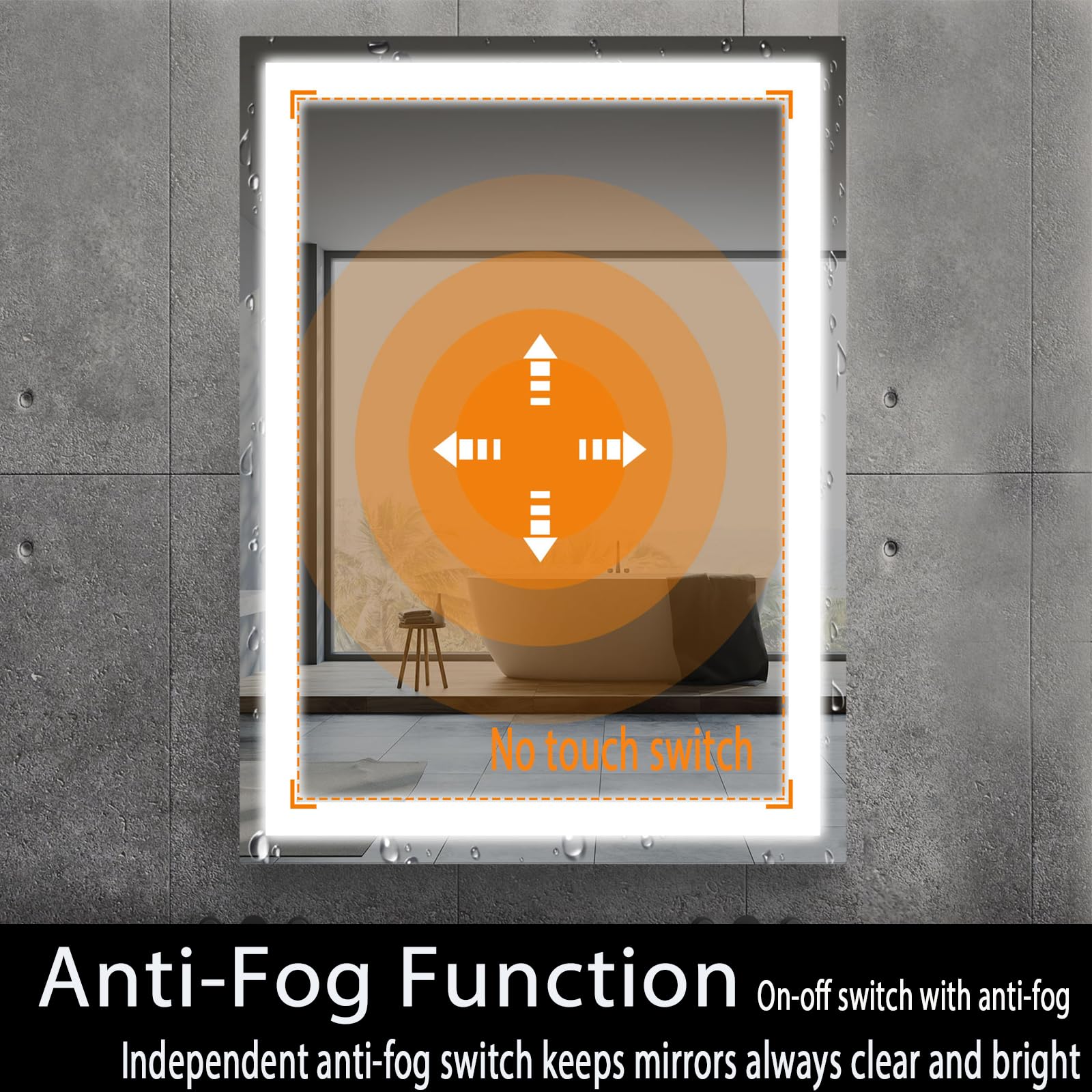 Yeeopp Bathroom Mirror With Led Lights Super 6000K Bright 32X24 Inch High Definition Waterproof For Washrooms Glass Led Makeup M