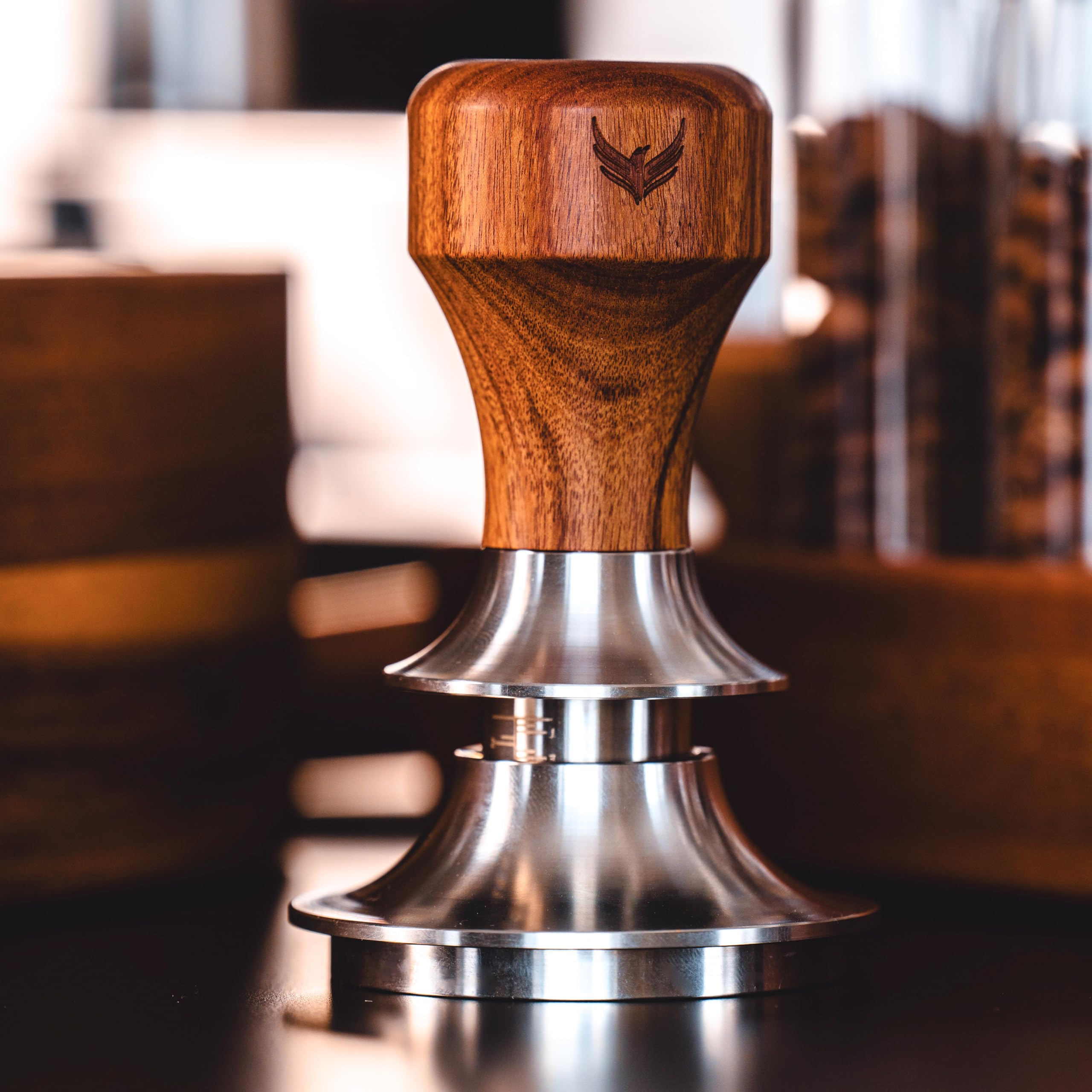 54Mm Espresso Tamper For Breville Espresso Machines Knodos Adjustable Depth And Spring Loaded Design Wooden 30Lb Calibrated Coff