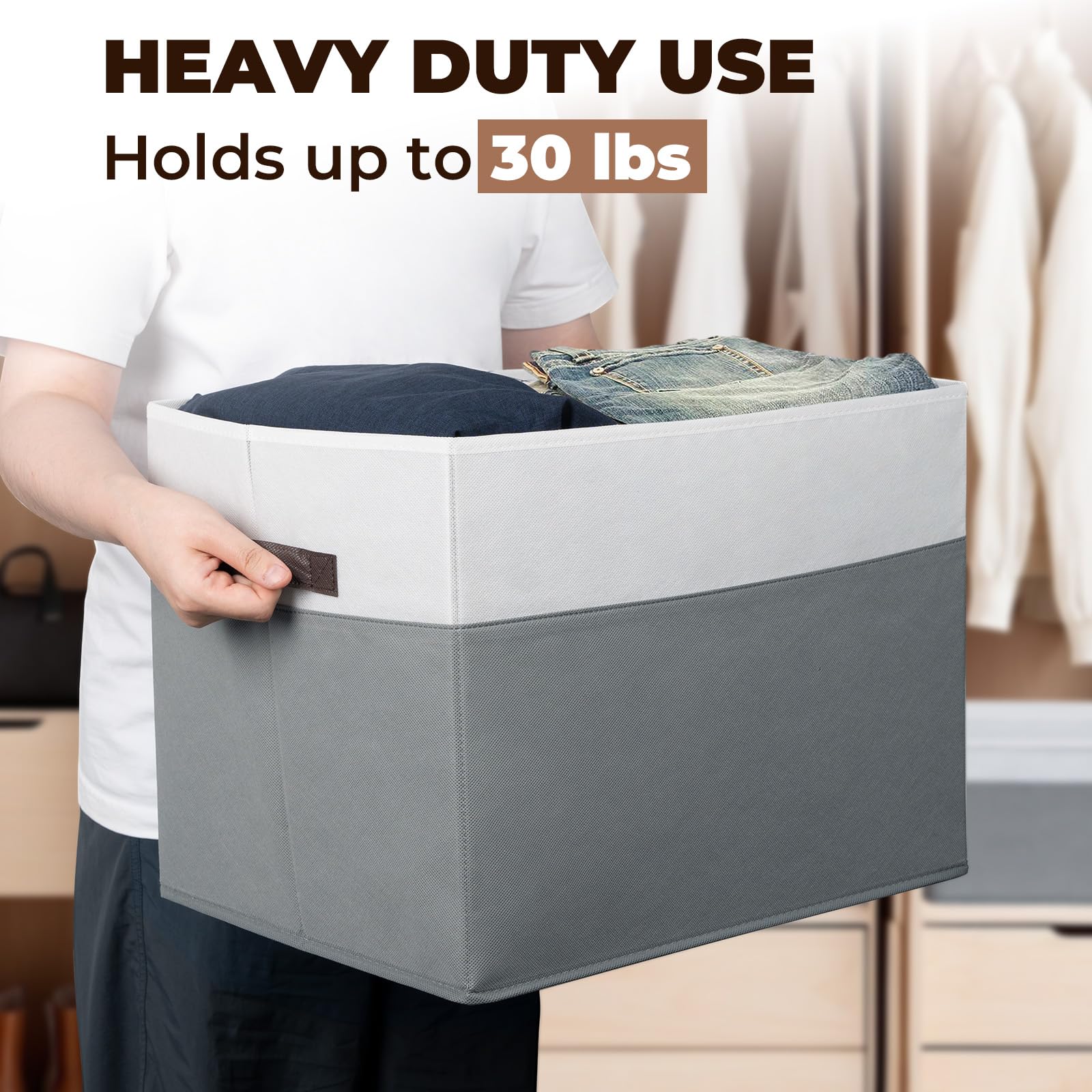 Criusia 6 Pack Clothes Storage Bins For Organization - 16X12 Extra Large Storage Baskets For Shelves Closet Bedroom - Toy Storag