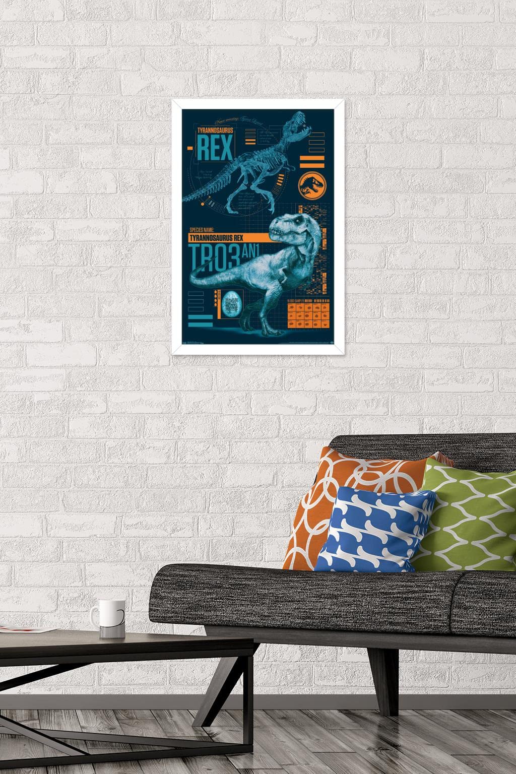 Trends International Jurassic World: Fallen Kingdom - T-Rex Wall Poster, 14.725'' X 22.375'', White Framed Version