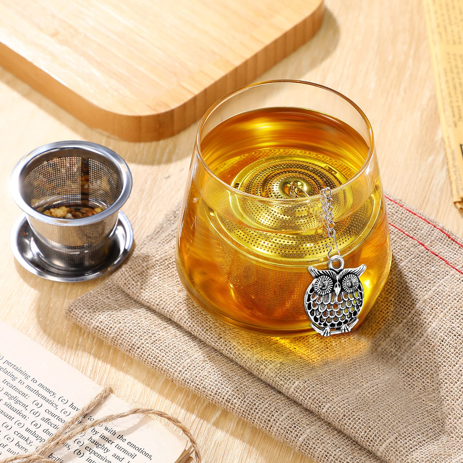 CHENGU Stainless Steel Tea Infusers Set - 3 Loose Leaf Steepers with Drip Trays, Insects Style Tea Strainers