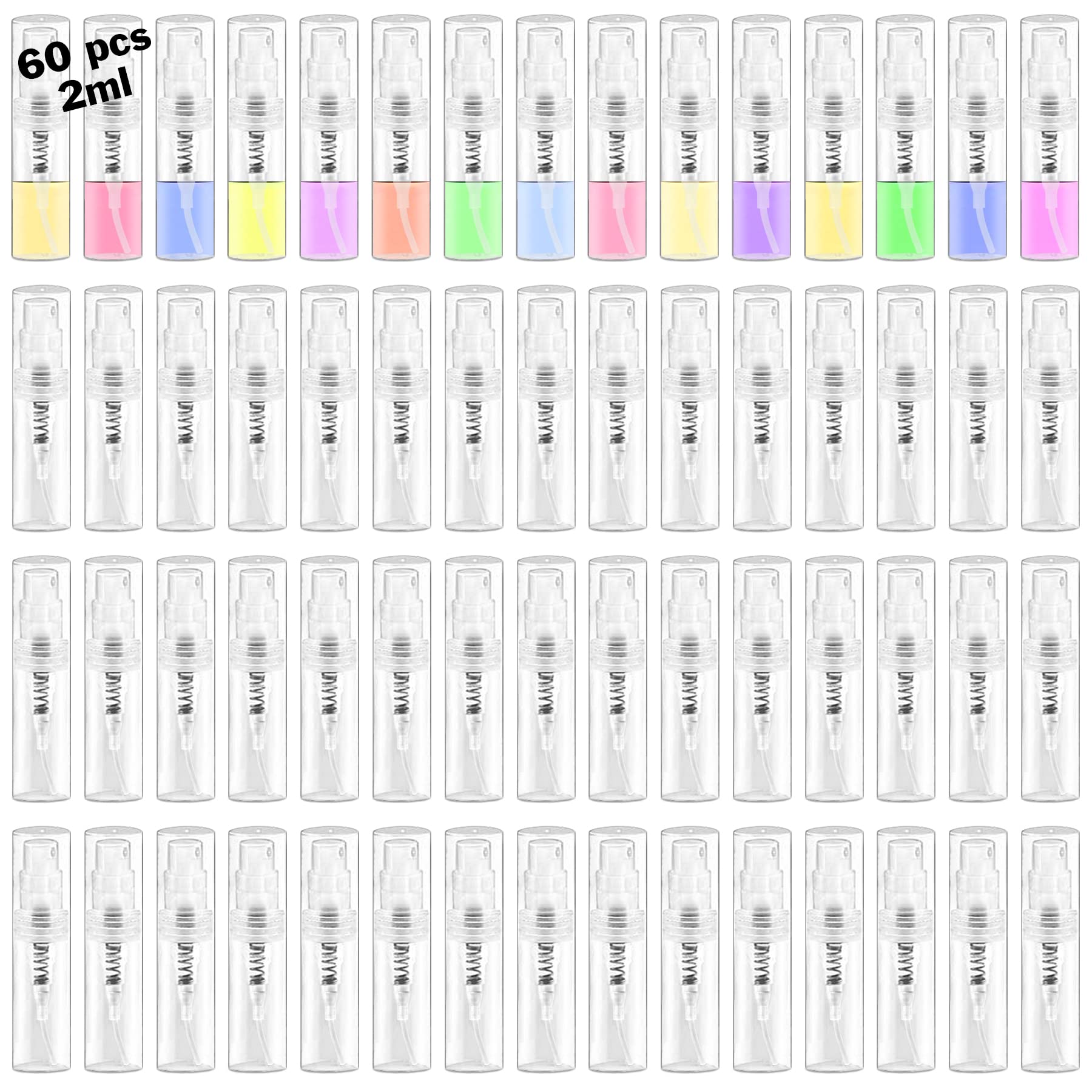 Csdtylh Mini Spray Bottle, Clear Plastic Empty Sample Containers, Fine Mist Perfume Travel Refillable Spray Bottle Perfume Atomi