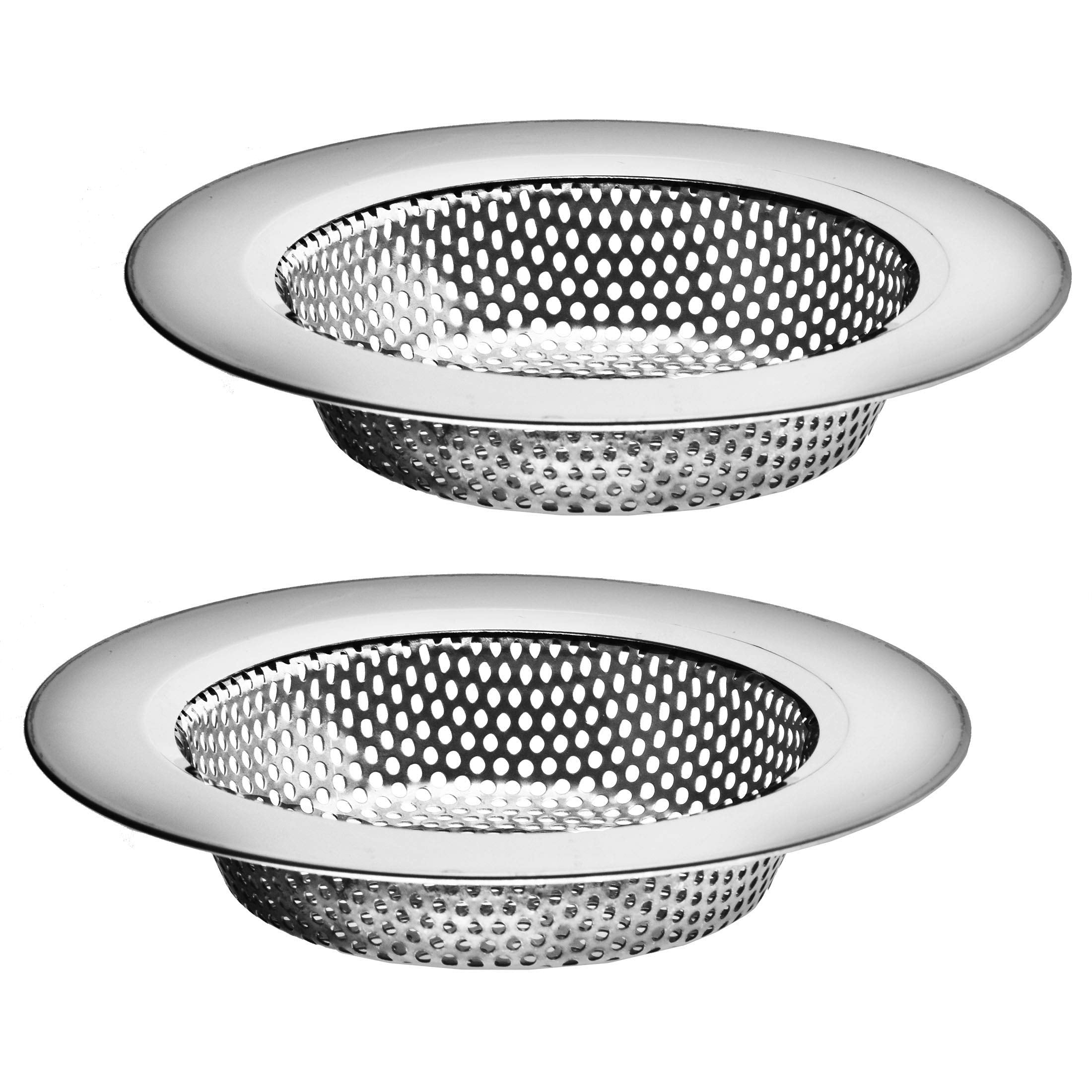 2 Pack - 4.5'' Top / 3'' Basket - Kitchen Sink Drain Strainer Large Basket Food Catcher. Stainless Steel