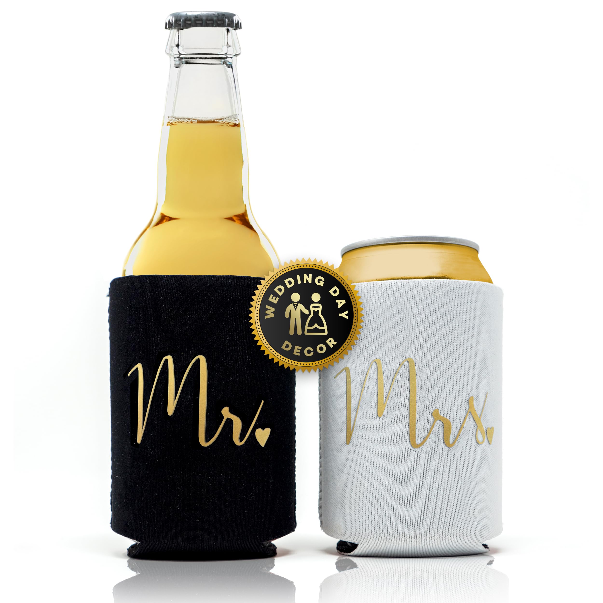 Prazoli Wedding Can Coolers Mr And Mrs Gifts - Just Married Decorations, Wedding Day & Honeymoon Essentials, Presents For Newlyw