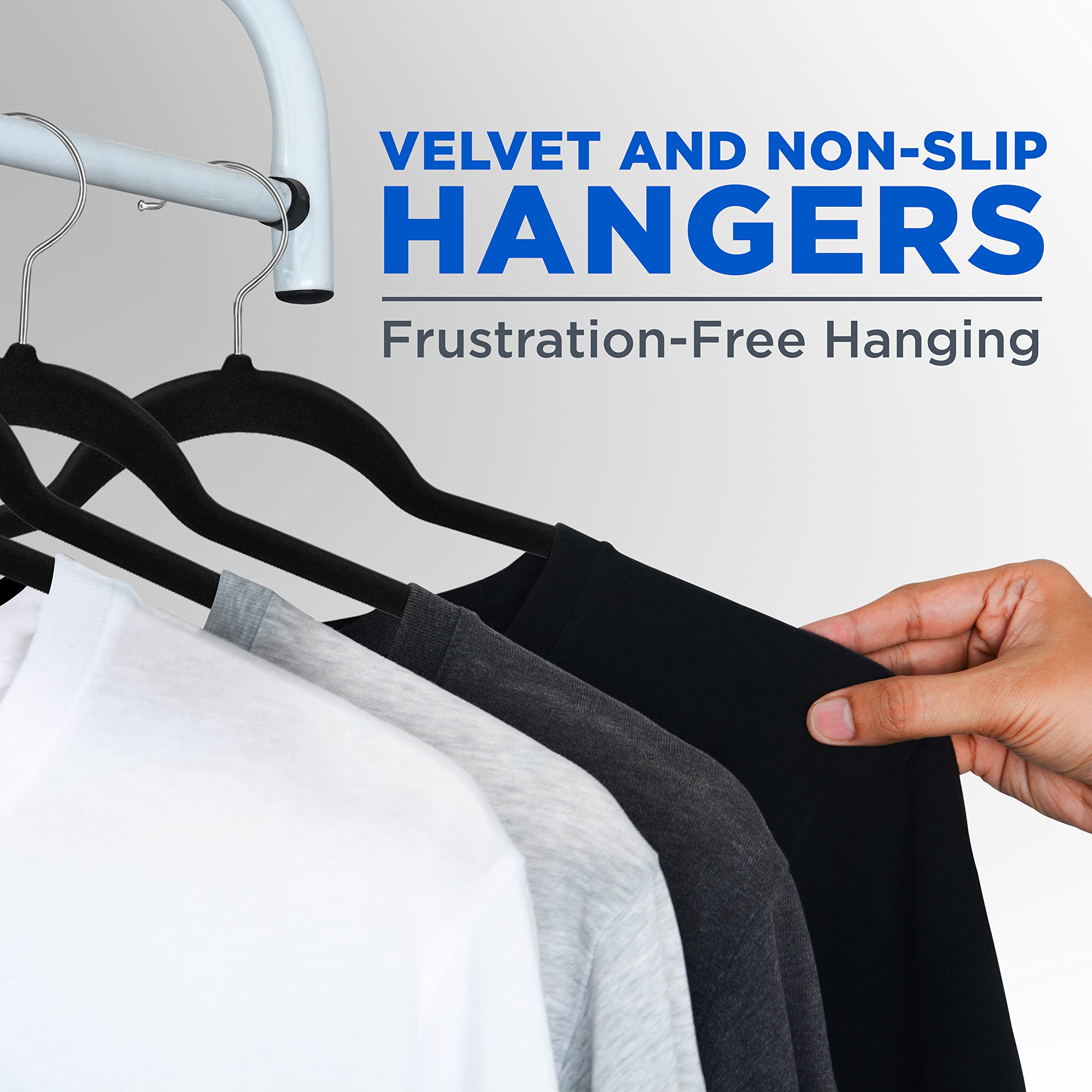 Serenelife Premium Non-Slip Velvet Hangers-Space Saving Heavy Duty Slim Suit Clothes Hanger Set With 360 Degree Swivel Metal Hoo