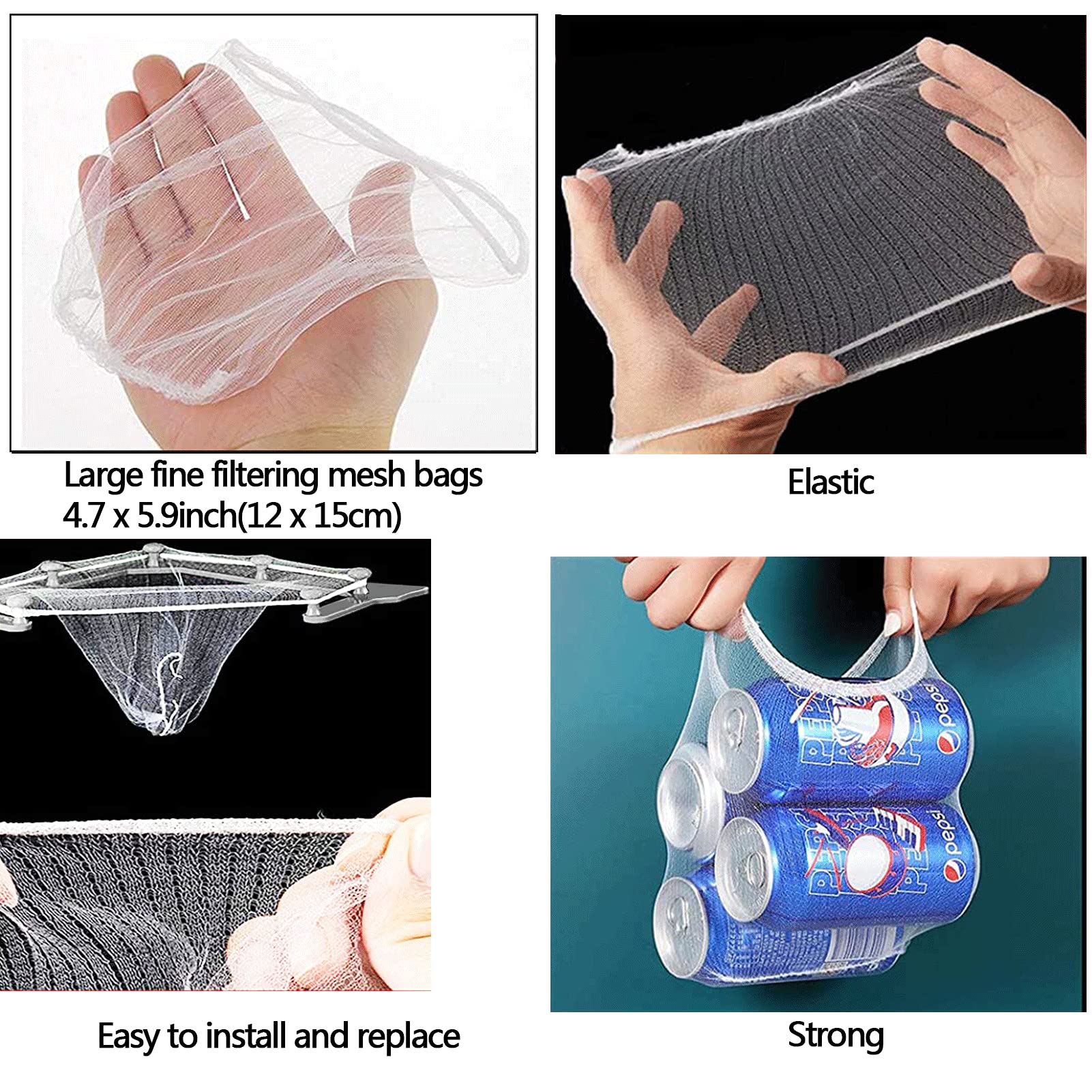 Hibd Kitchen Sink Triangle Tri-Holder Filter, Kitchen Sink Strainer, Sink Drain Strainer, With A Triangular Gray Rack And 200Pcs