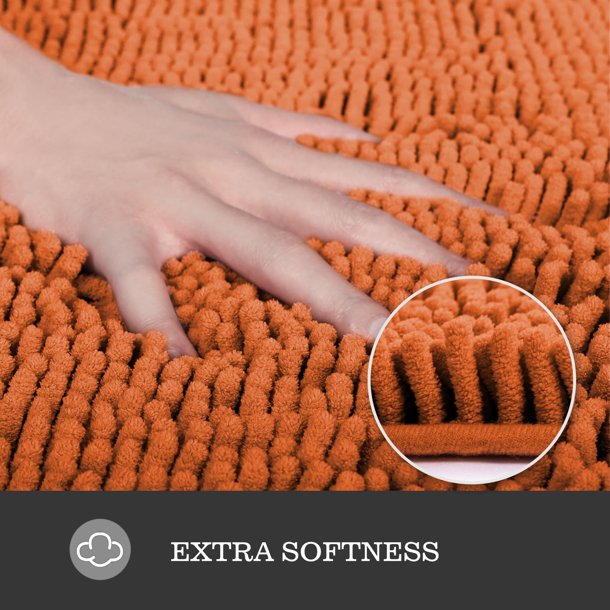 Yeaban Burnt Orange Bathroom Rugs - Thick Chenille Bath Mats | Absorbent And Washable Bath Rug Non-Slip, Plush And Soft Rugs For