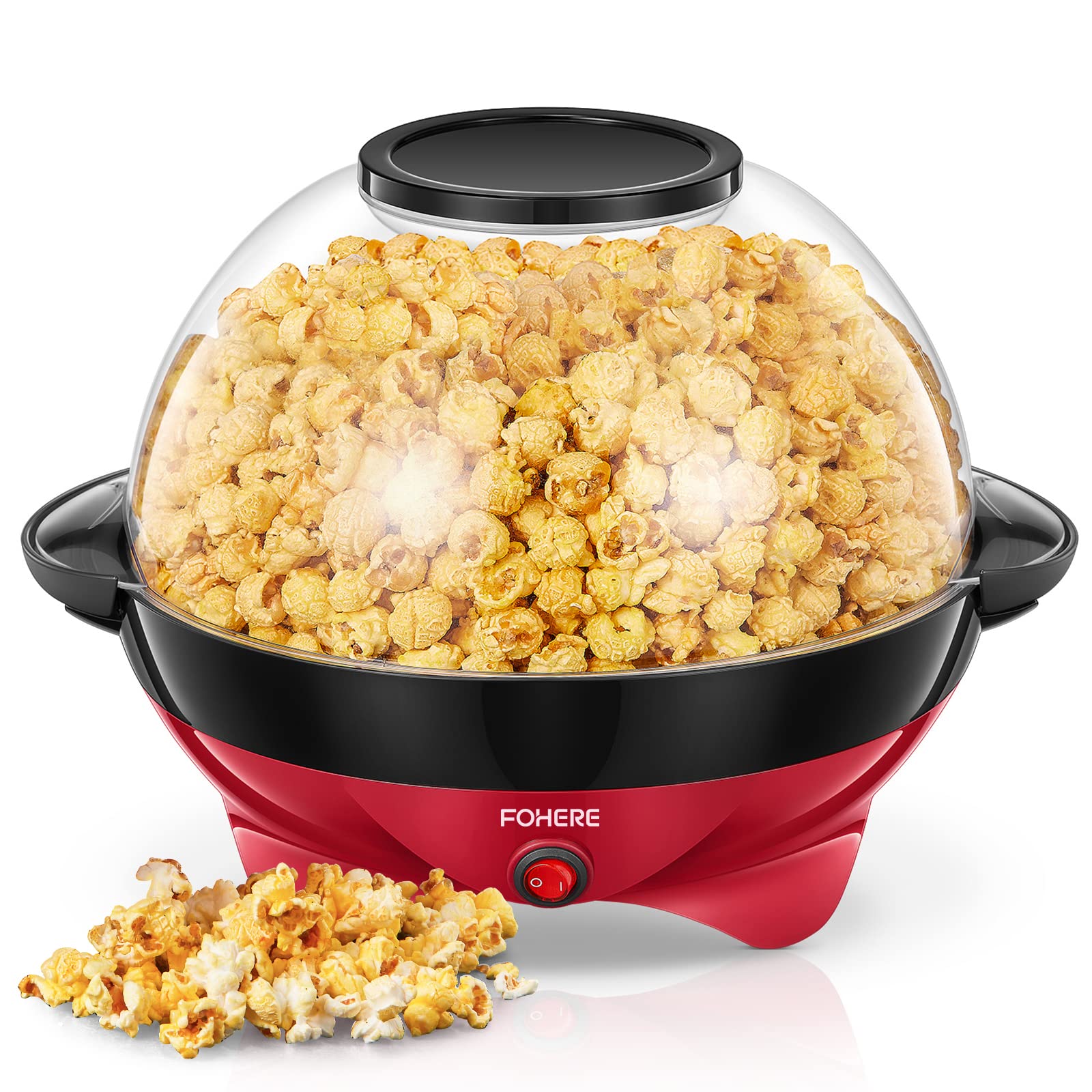 Popcorn Machine, 6 Qt Automatic Stirring Popcorn Maker, Electric Hot Oil Popcorn Popper, Diy Flavor,Detachable & Nonstick Plate,