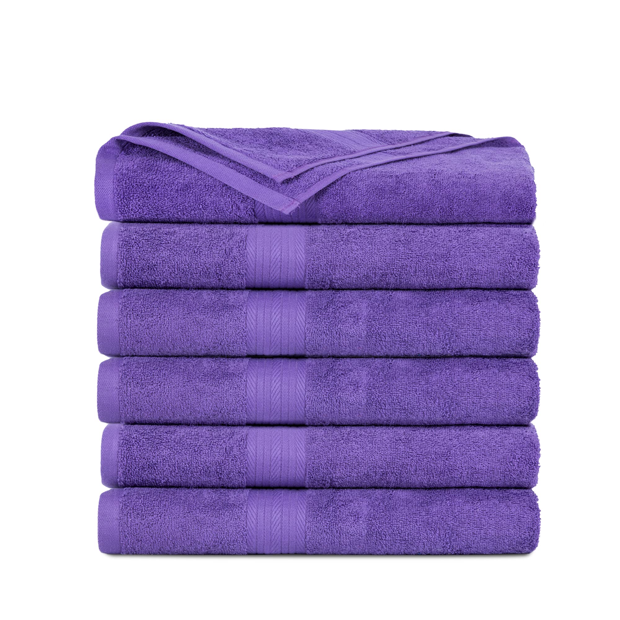 Ample Decor Bathroom Hand Towels 18 X 28 Inch 600 Gsm 100% Cotton, Soft Absorbent - 6 Pcs Purple