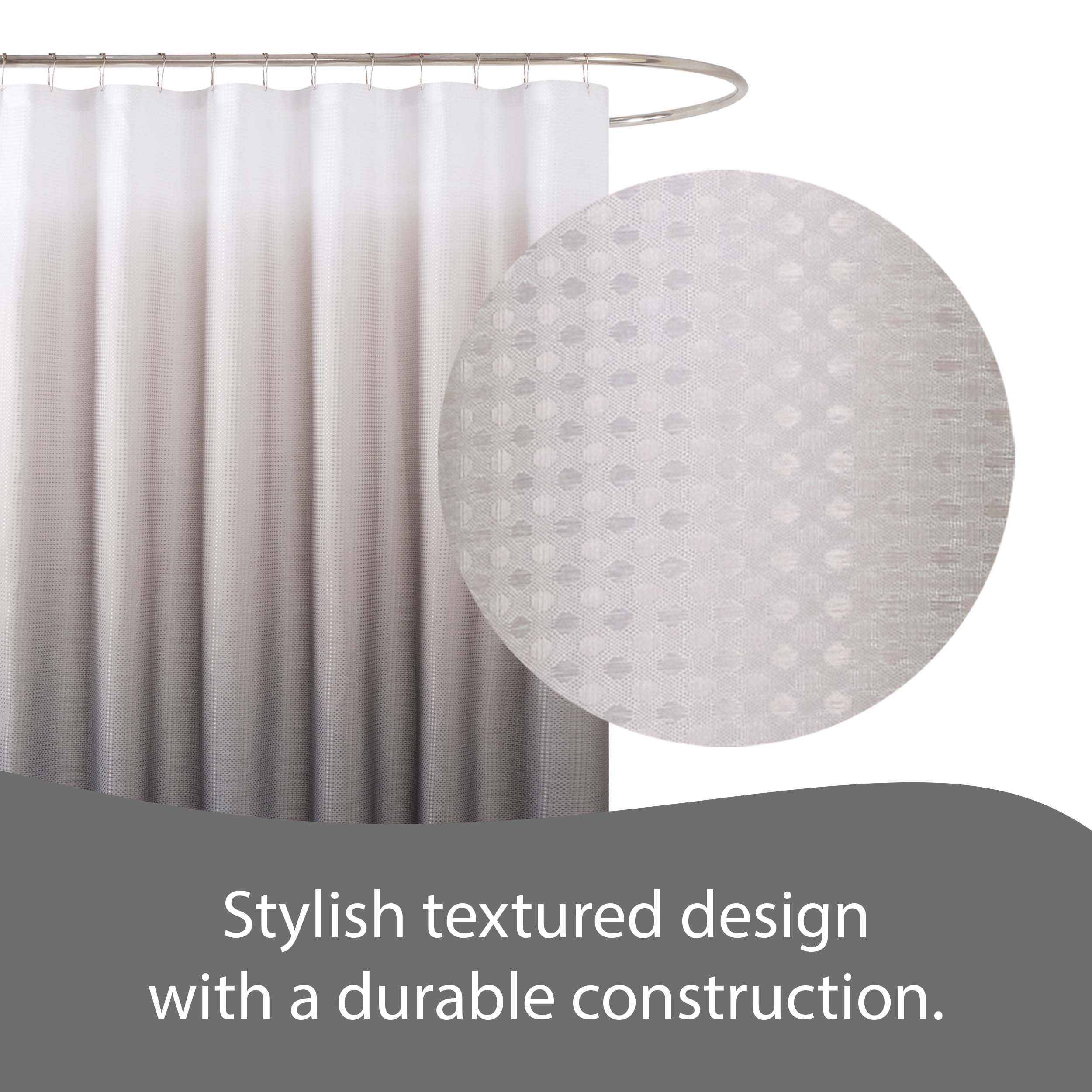 Creative Home Ideas - Ombre Bathroom Decor Set | 16 Pieces | Includes Shower Curtain, Liner, 2 Chenille Bathmats And 12 Hooks |