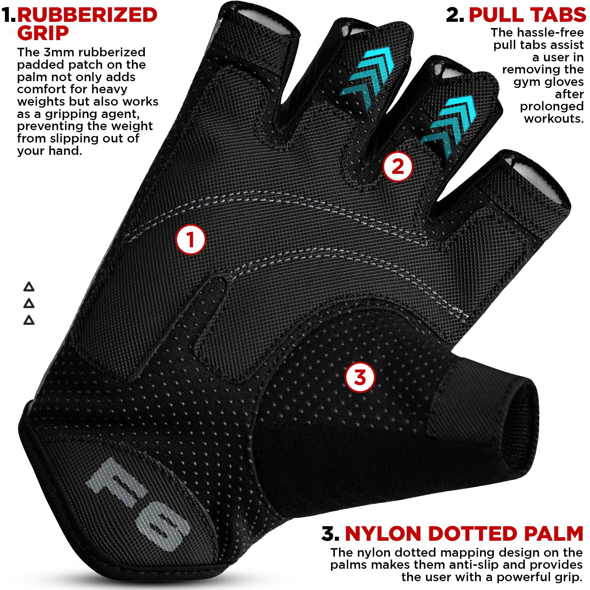 Rdx Weight Lifting Gloves Gym Fitness Workout, Anti Slip Padded Palm Protection Elasticated Strength Training Equipment Men Wome