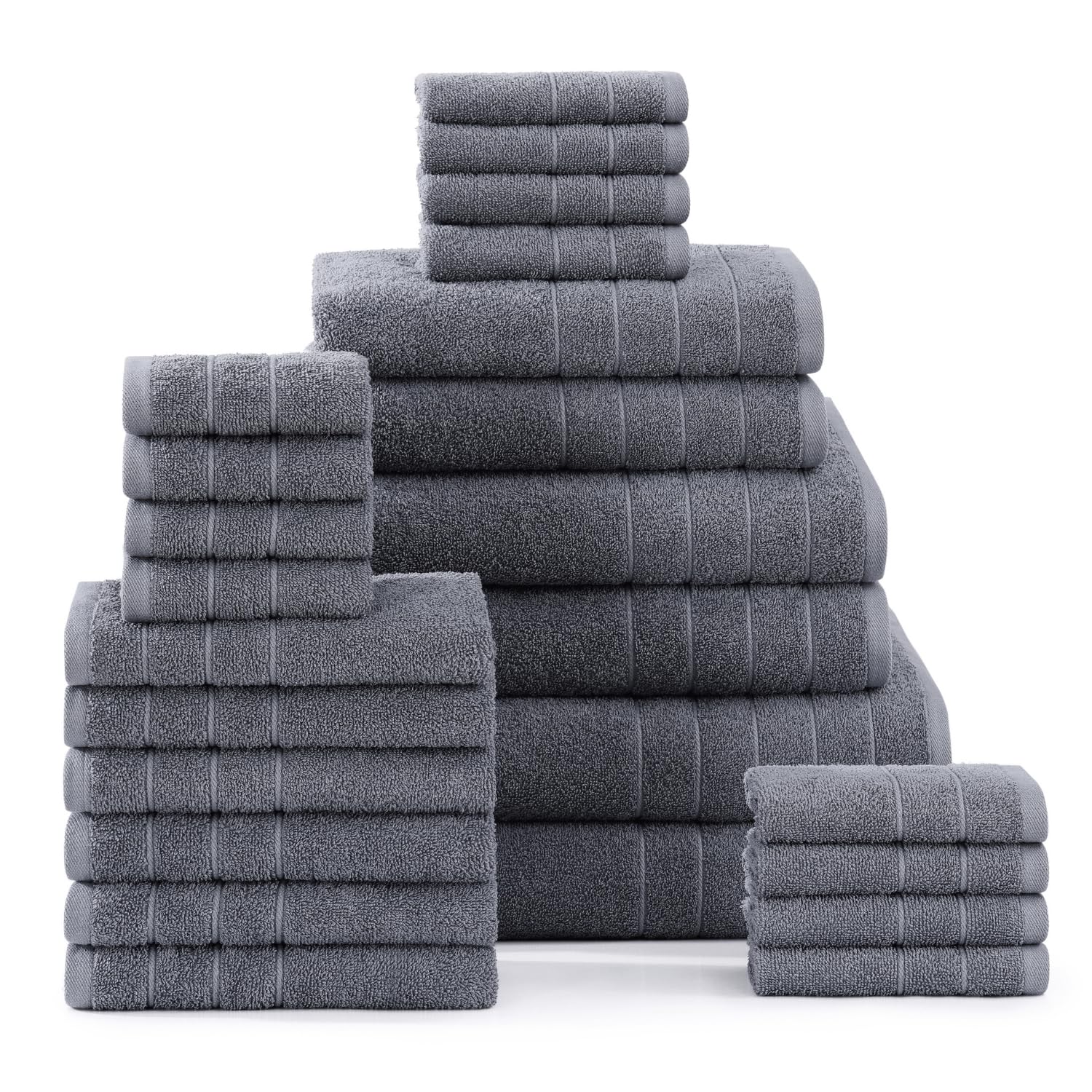 Casa Platino 24 Piece 100% Cotton Towels Set, 2 Bath Sheets, 2 Large Bath Towels(30''X 60''), 2 Gym Towels(24'' X 48''), 6 Hand