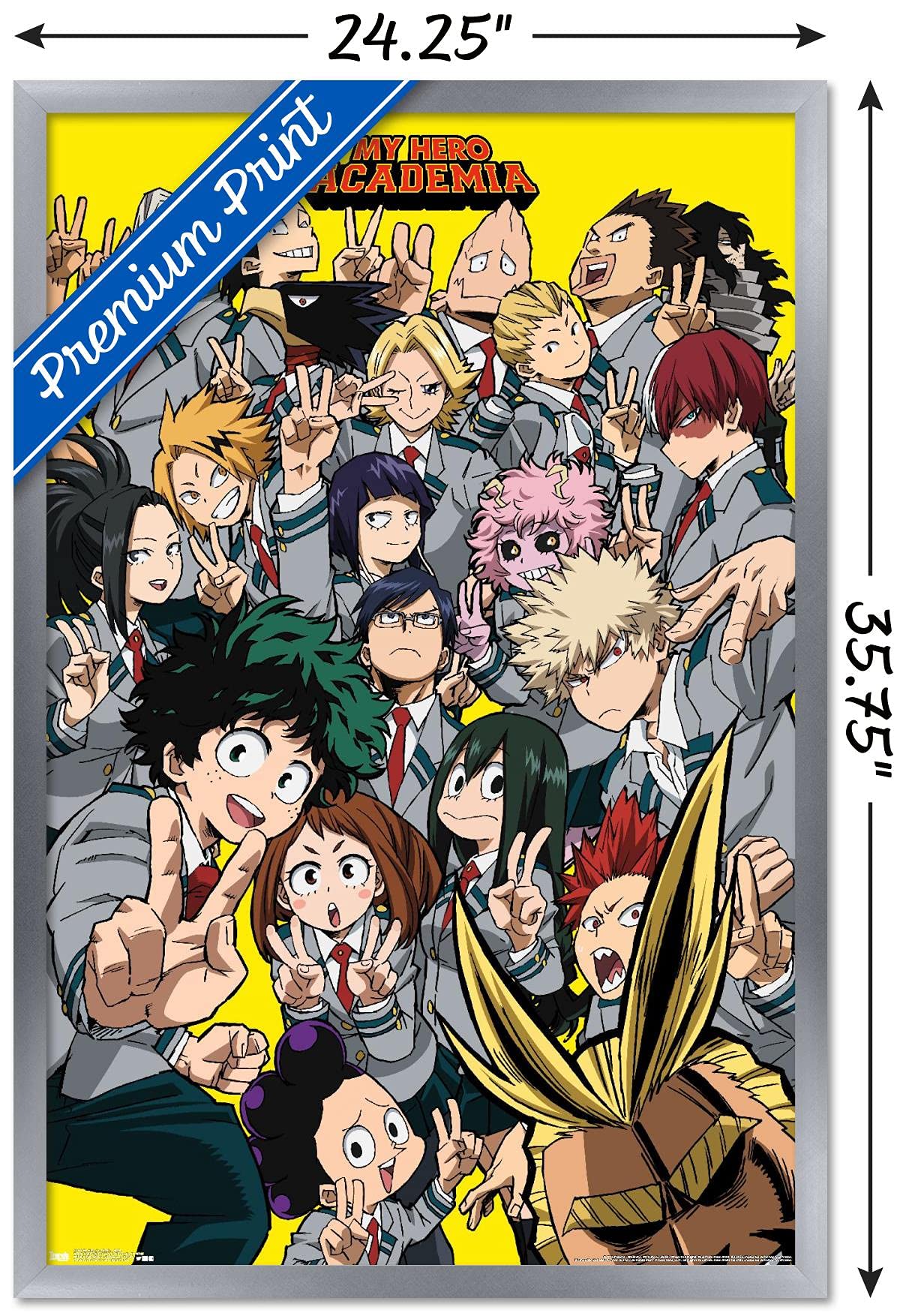 Trends International My Hero Academia - Selfie Wall Poster, 22.375'' X 34'', Silver Framed Version