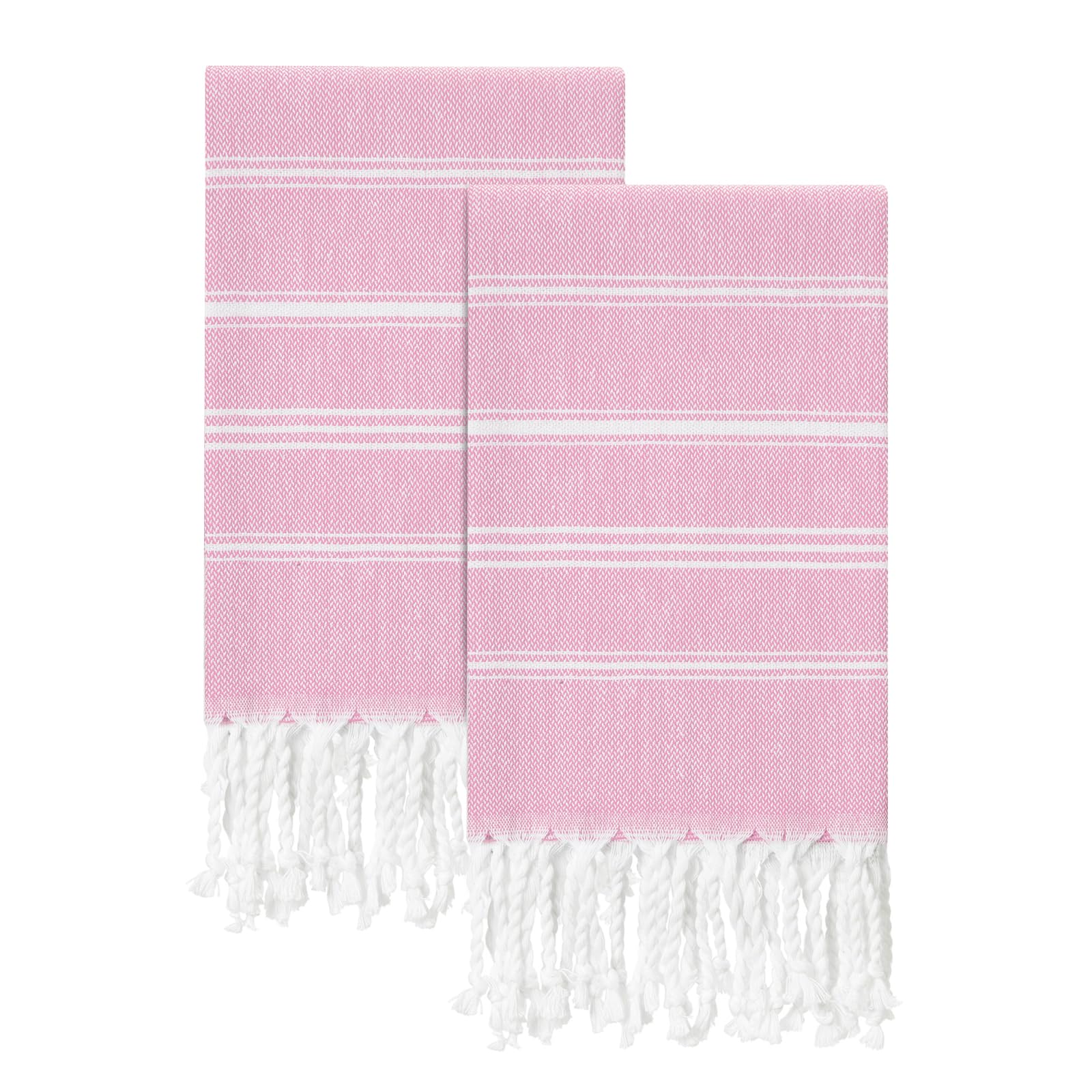 Cabanana Cotton Turkish Hand Towel - Set Of 2 | Boho Kitchen Tea Towels, 40 X 16 Inches Thin Decorative Bathroom Towel (Pink)