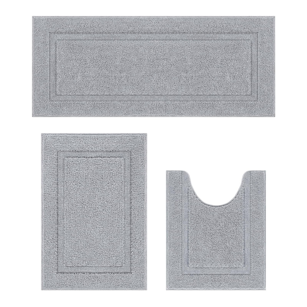 Shacos Bathroom Runner Rugs Set Of 3 Ultra Soft Bath Mat With U Shaped Toilet Rug Absorbent Non Slip Microfiber Bath Rugs For Ba