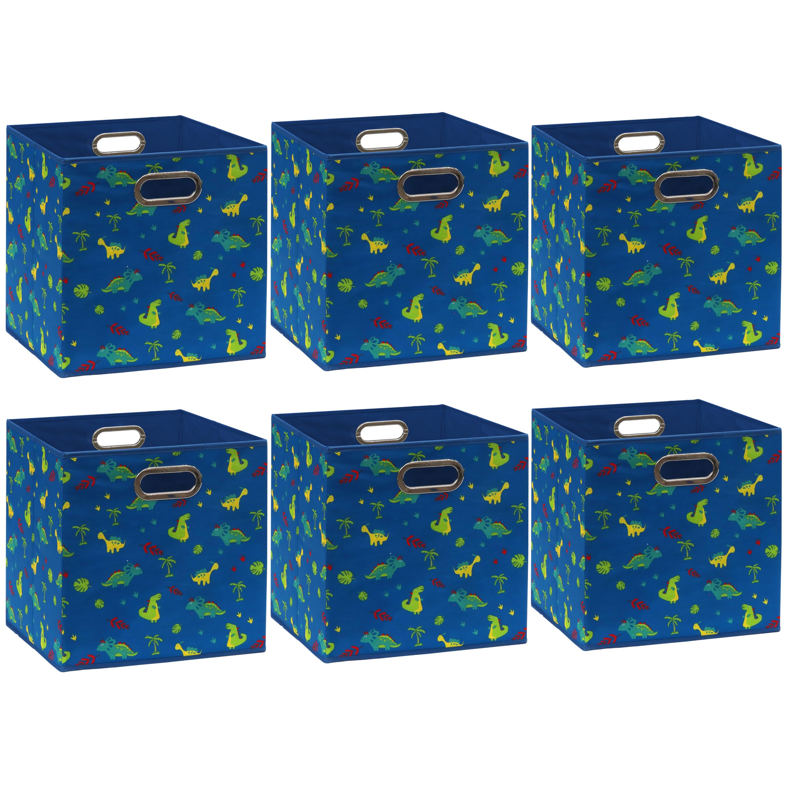 Simple Houseware 6 Pack Printing Fabric Cube Storage Bin With Handle, Blue