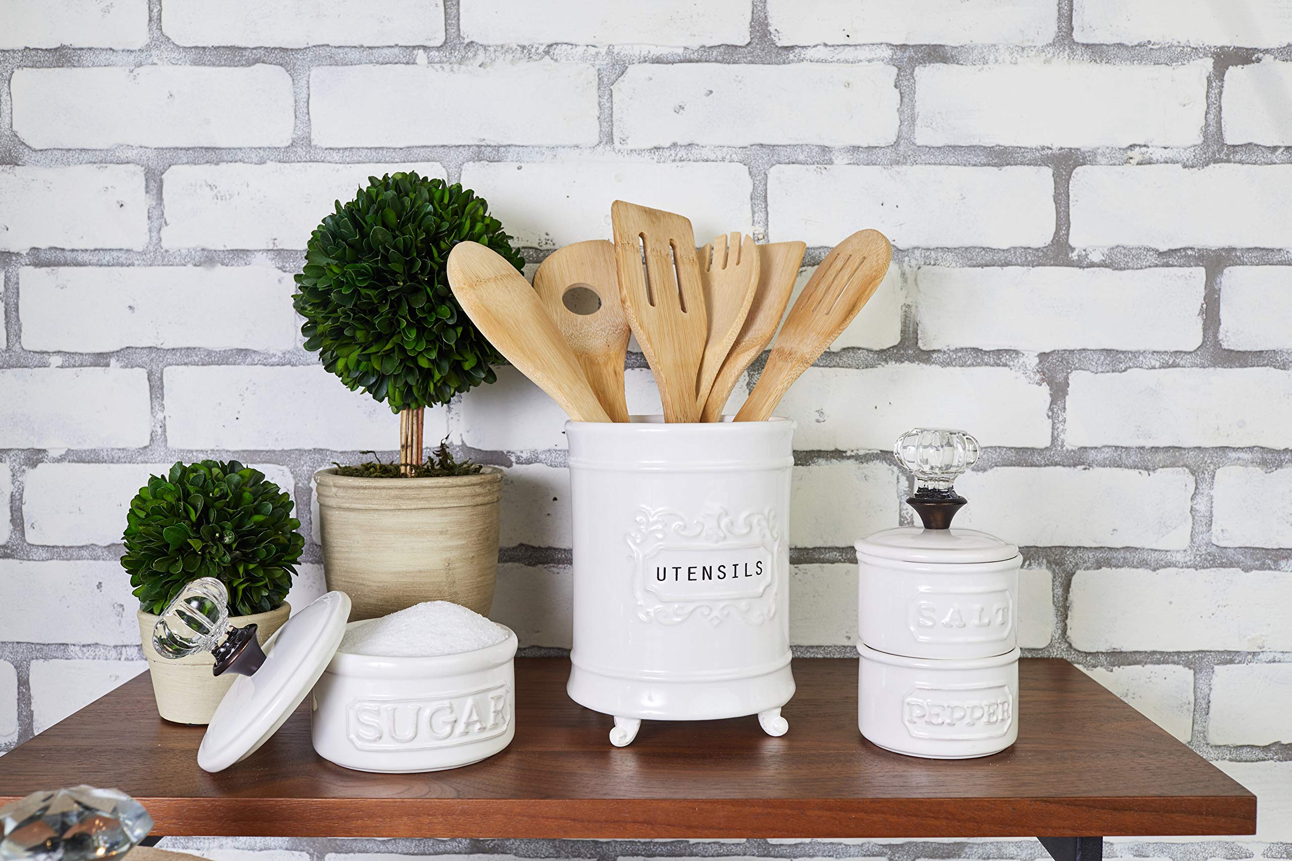 Mud Pie Door Knob Sugar Bowl, White 585H X 67L X 635W